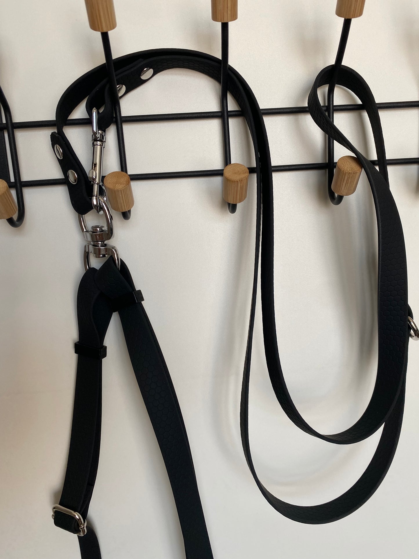 Laisse bandoulière ou longe avec doubleur de laisse noir