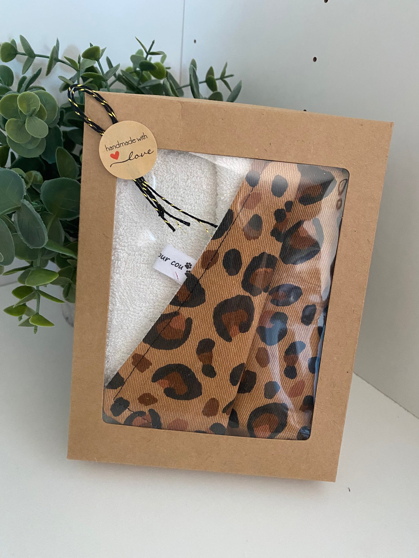 Tapis de gamelle absorbant – fait main tissu léopard