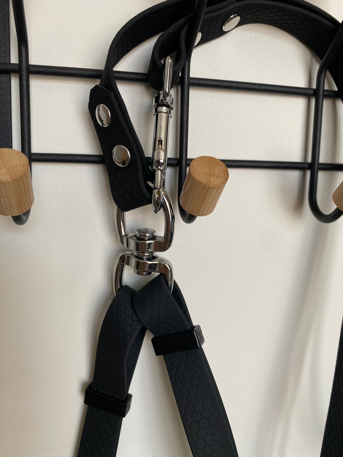 Laisse bandoulière ou longe avec doubleur de laisse noir