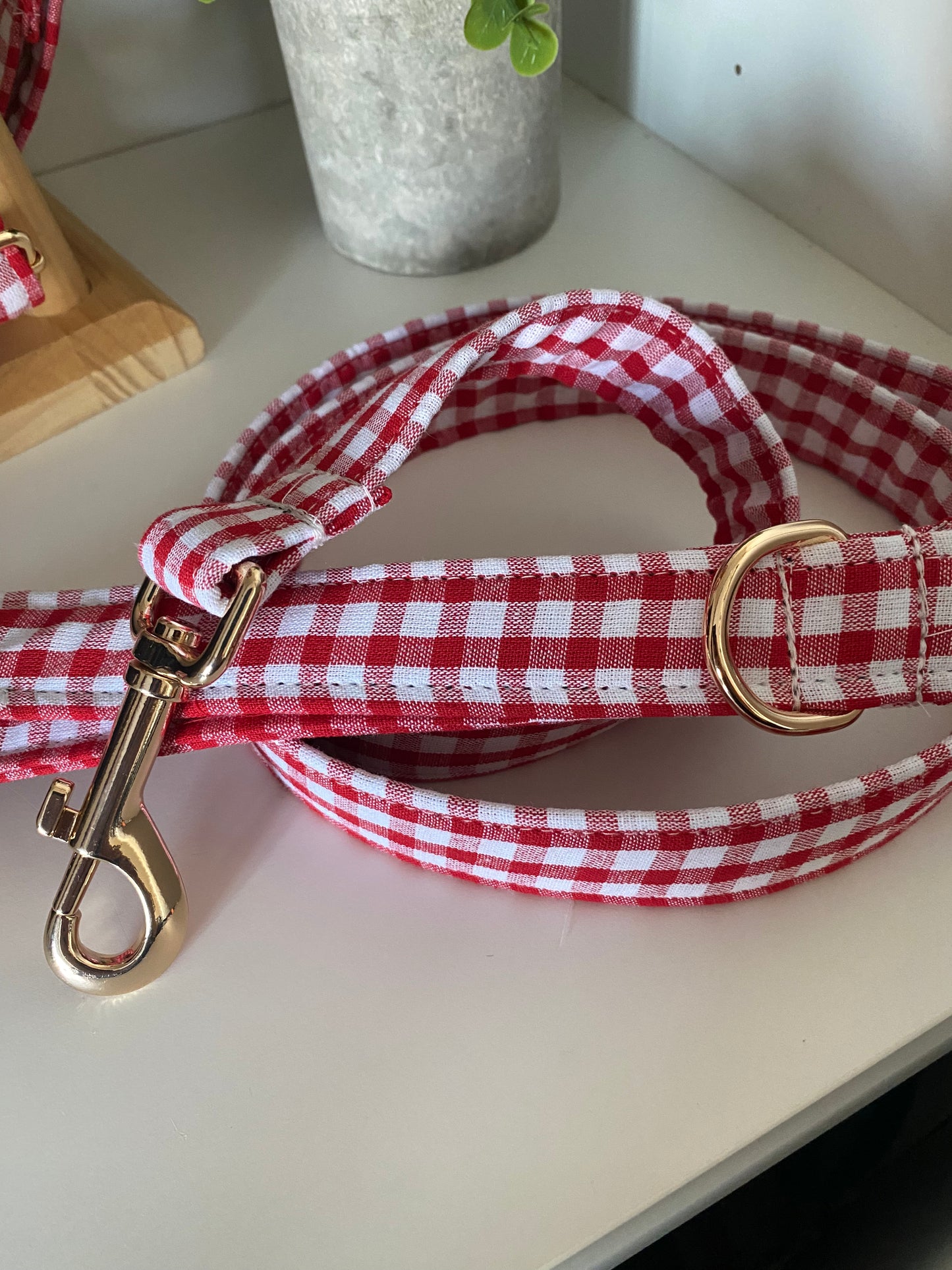 Harnais en H réglable collection vichy rouge