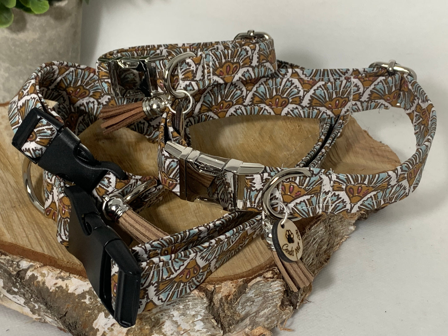 Collier en tissu et sangle pour chien – Réglable et personnalisable collection Heaven