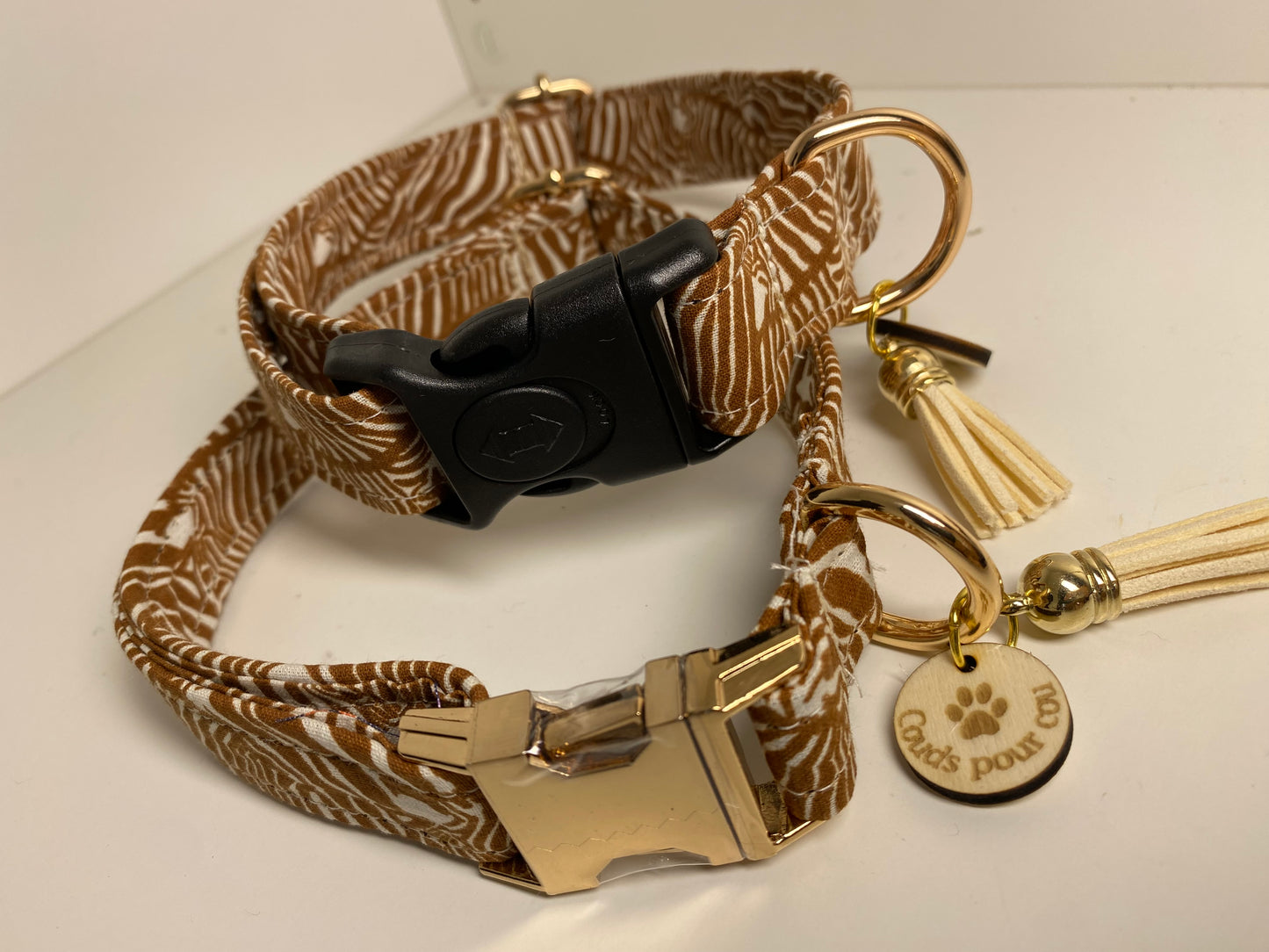 Collier en tissu et sangle pour chien – Réglable et personnalisable collection zebre