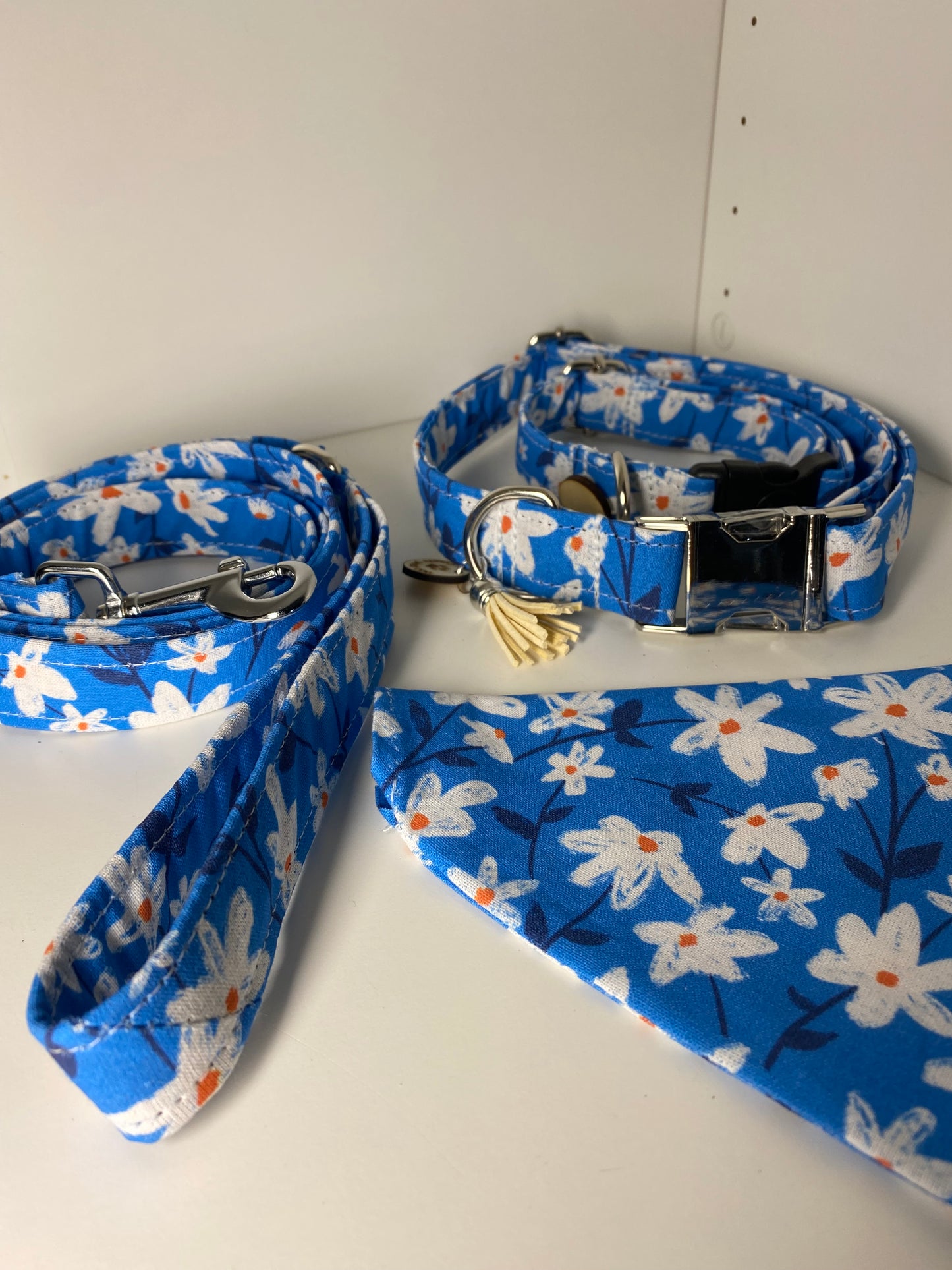 Collier en tissu et sangle pour chien – Réglable et personnalisable fleurs peintes