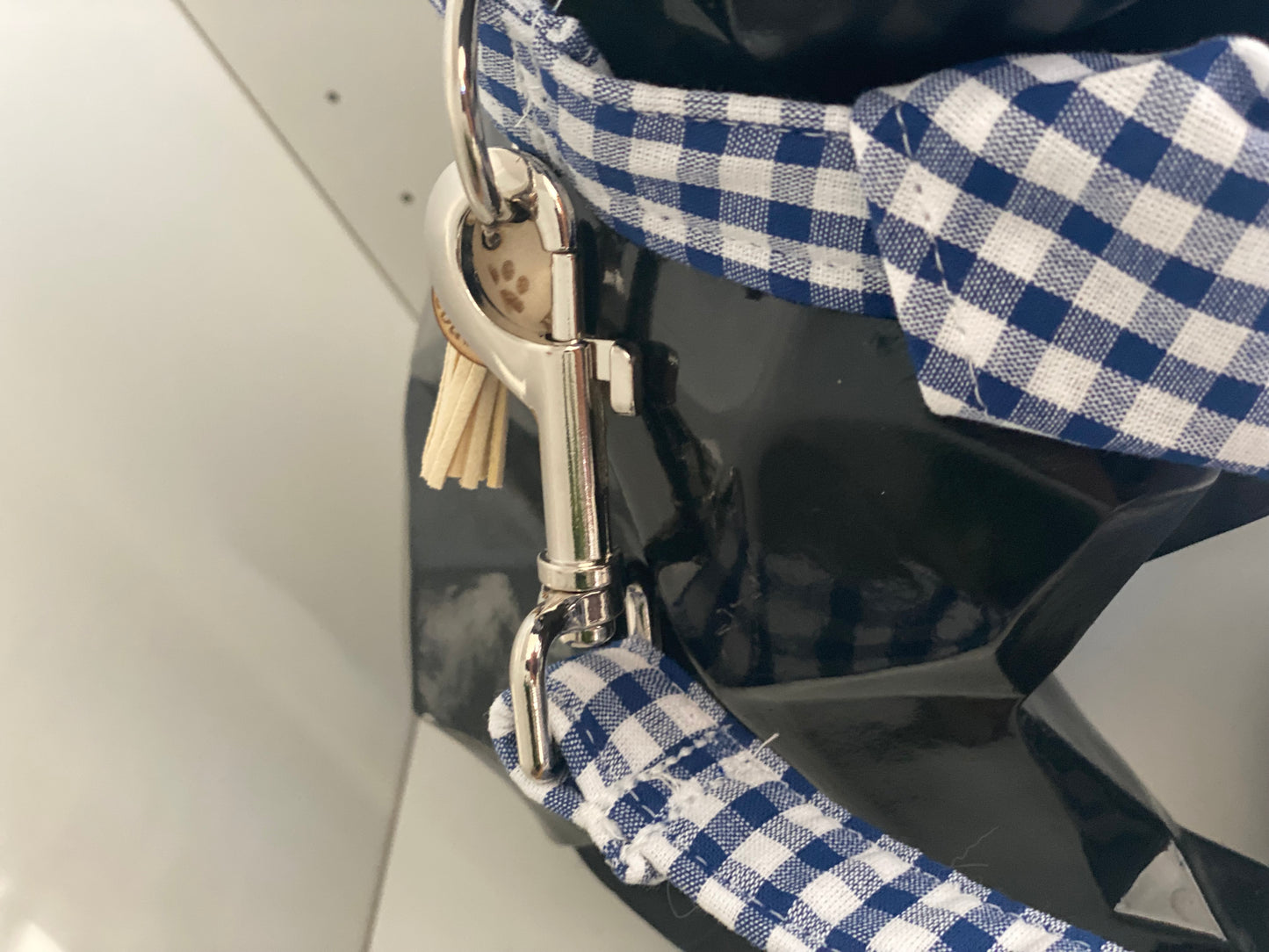 Collier en tissu et sangle pour chien – Réglable et personnalisable collection vichy bleu