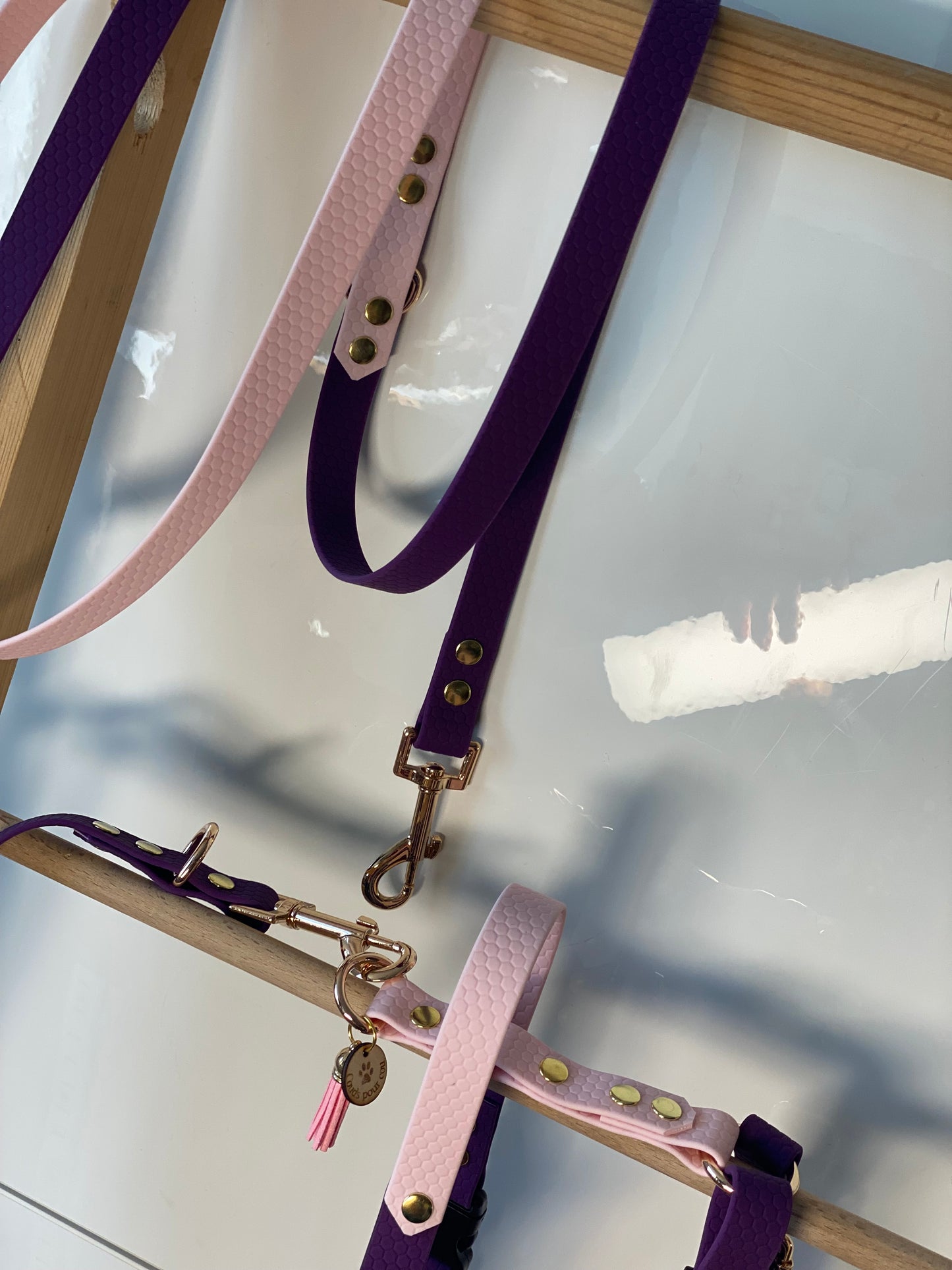 Harnais en H ajustable et imperméable pour chien - violet et rose