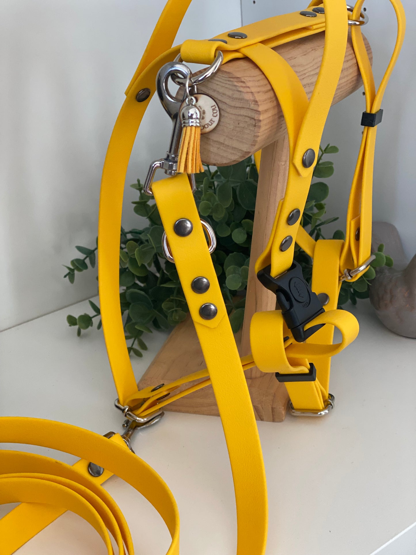 Harnais en H ajustable et imperméable pour chien - Jaune