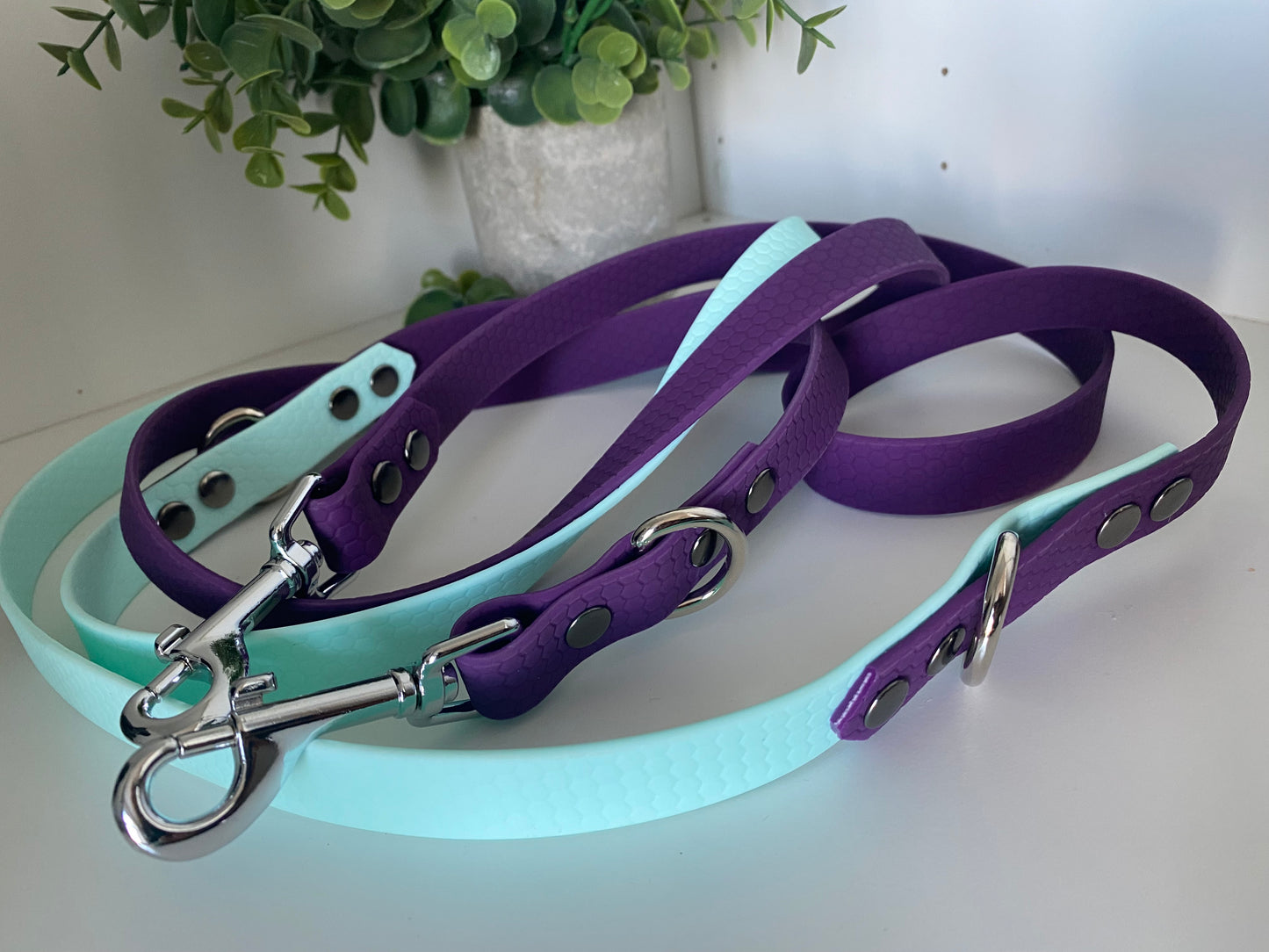 Harnais en H ajustable et imperméable pour chien - violet bleu ciel
