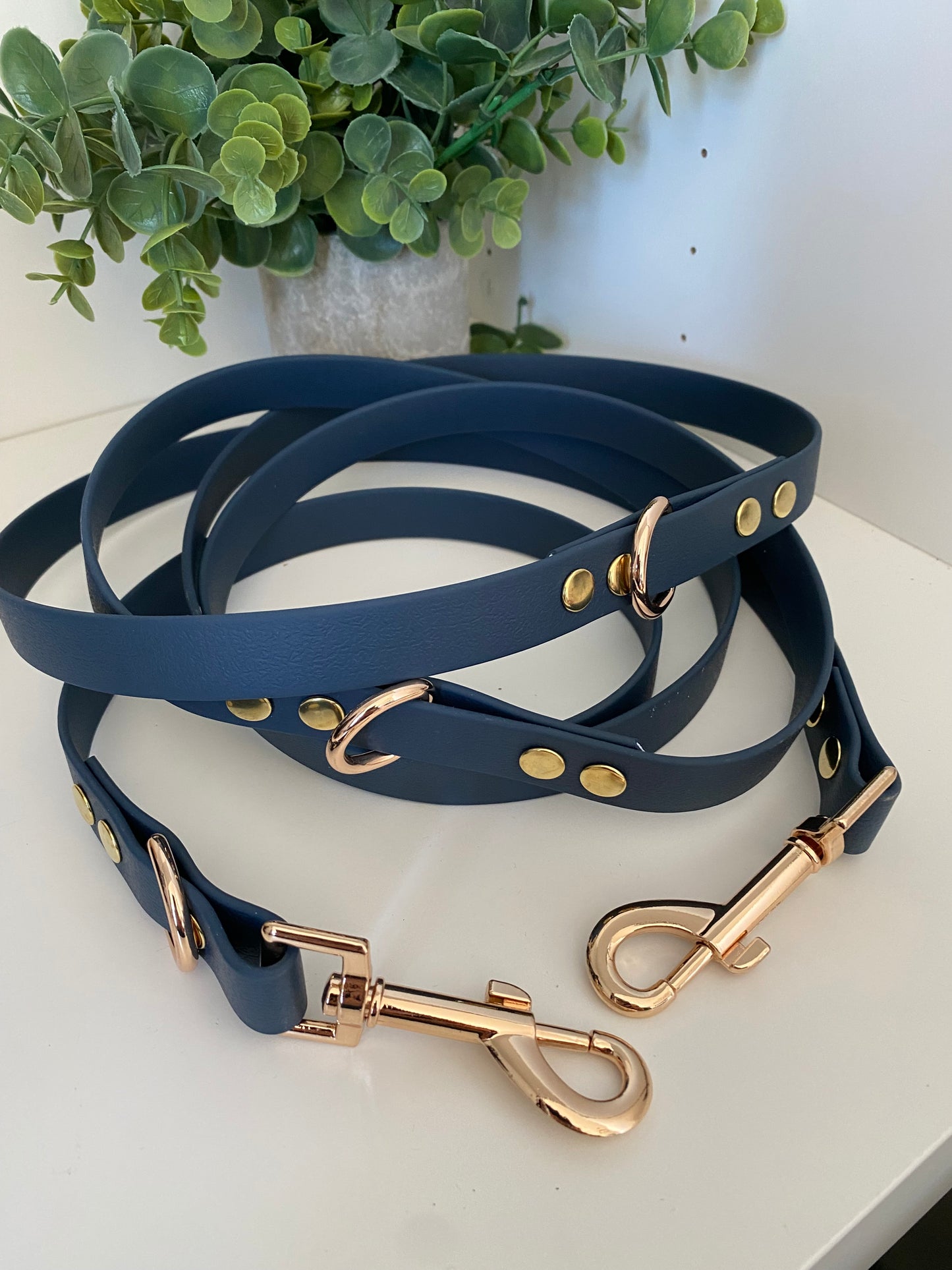Laisse 3 positions unie couleur bleu marine