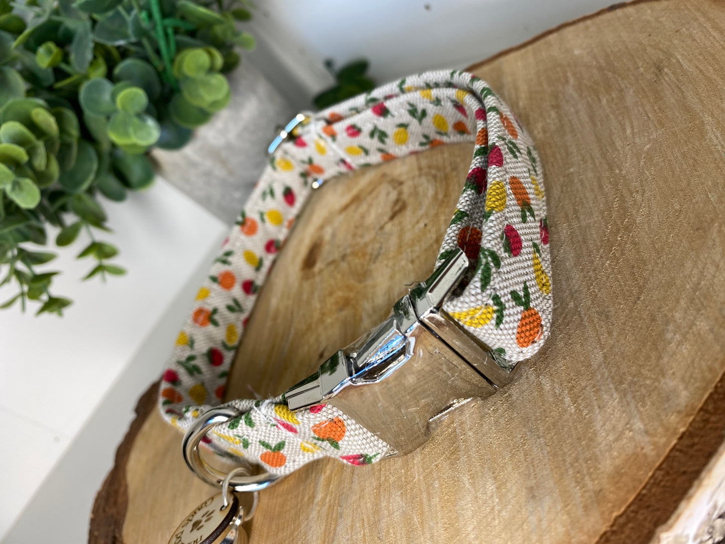 Collier en tissu et sangle pour chien – Réglable et personnalisable collection fruité