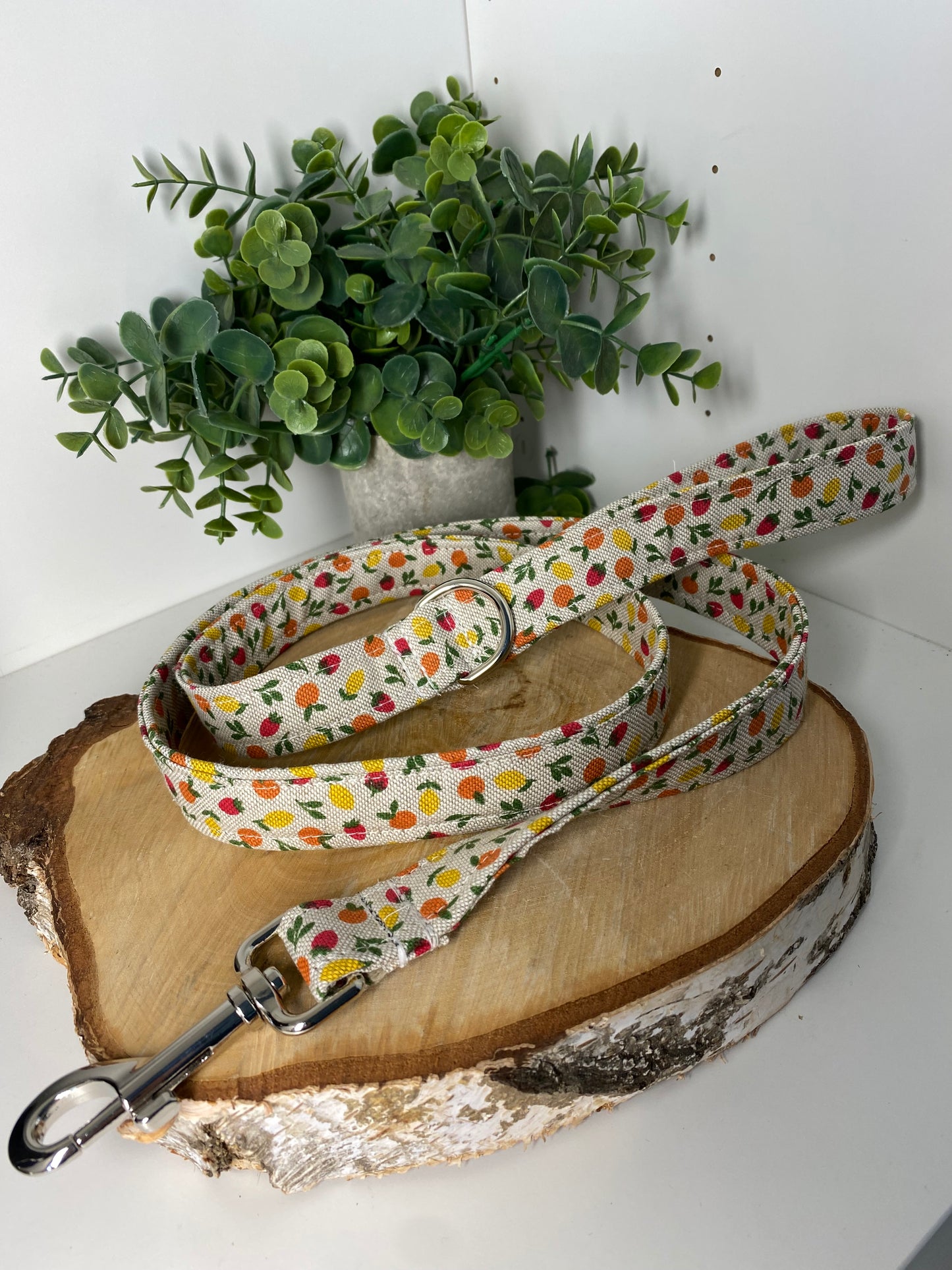 Collier en tissu et sangle pour chien – Réglable et personnalisable collection fruité