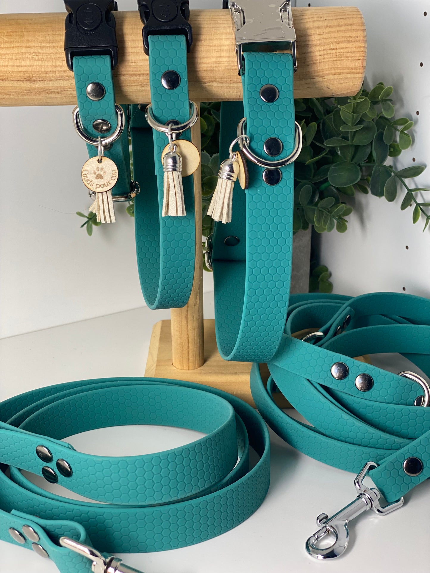 Colliers Réglables pour Chiens – sangle hexa vert