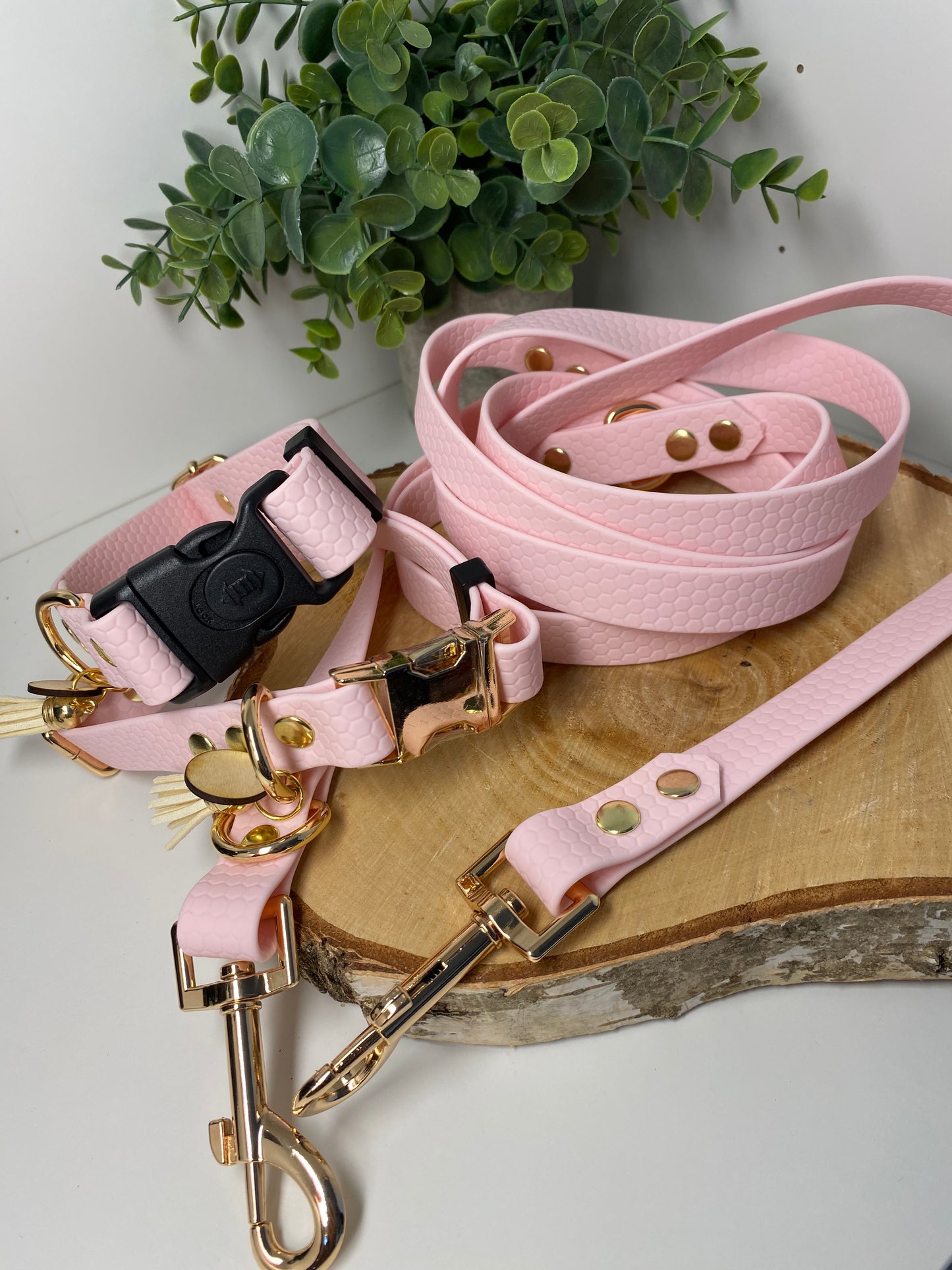 Colliers Réglables pour Chiens – sangle hexa couleur rose pale