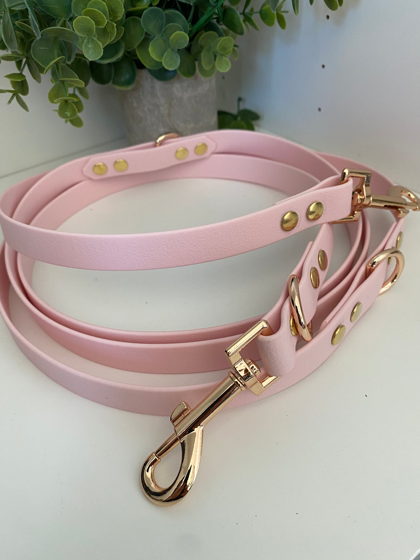 Laisse 3 positions unie couleur rose pale