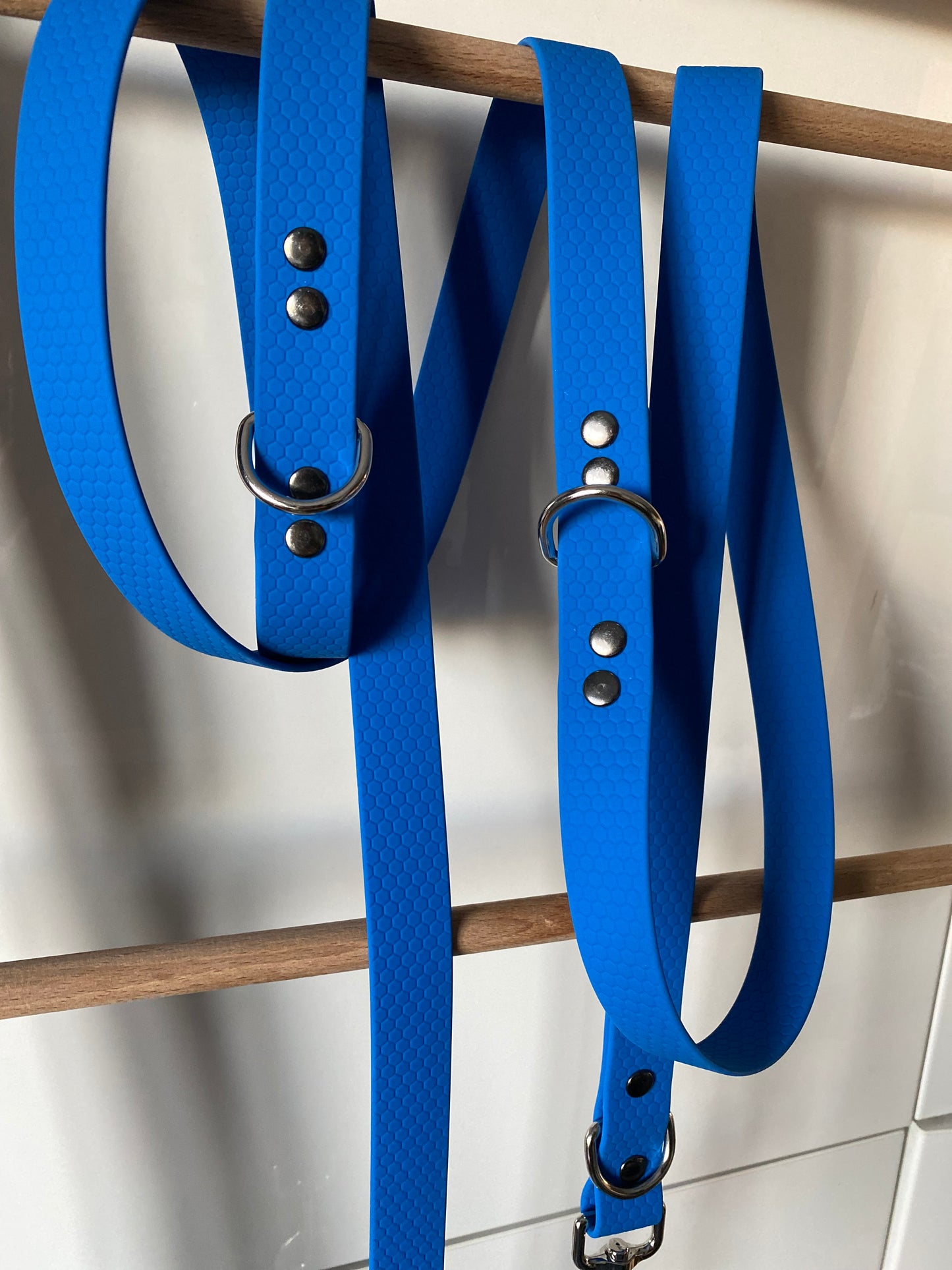 Laisse 3 positions bleu électrique