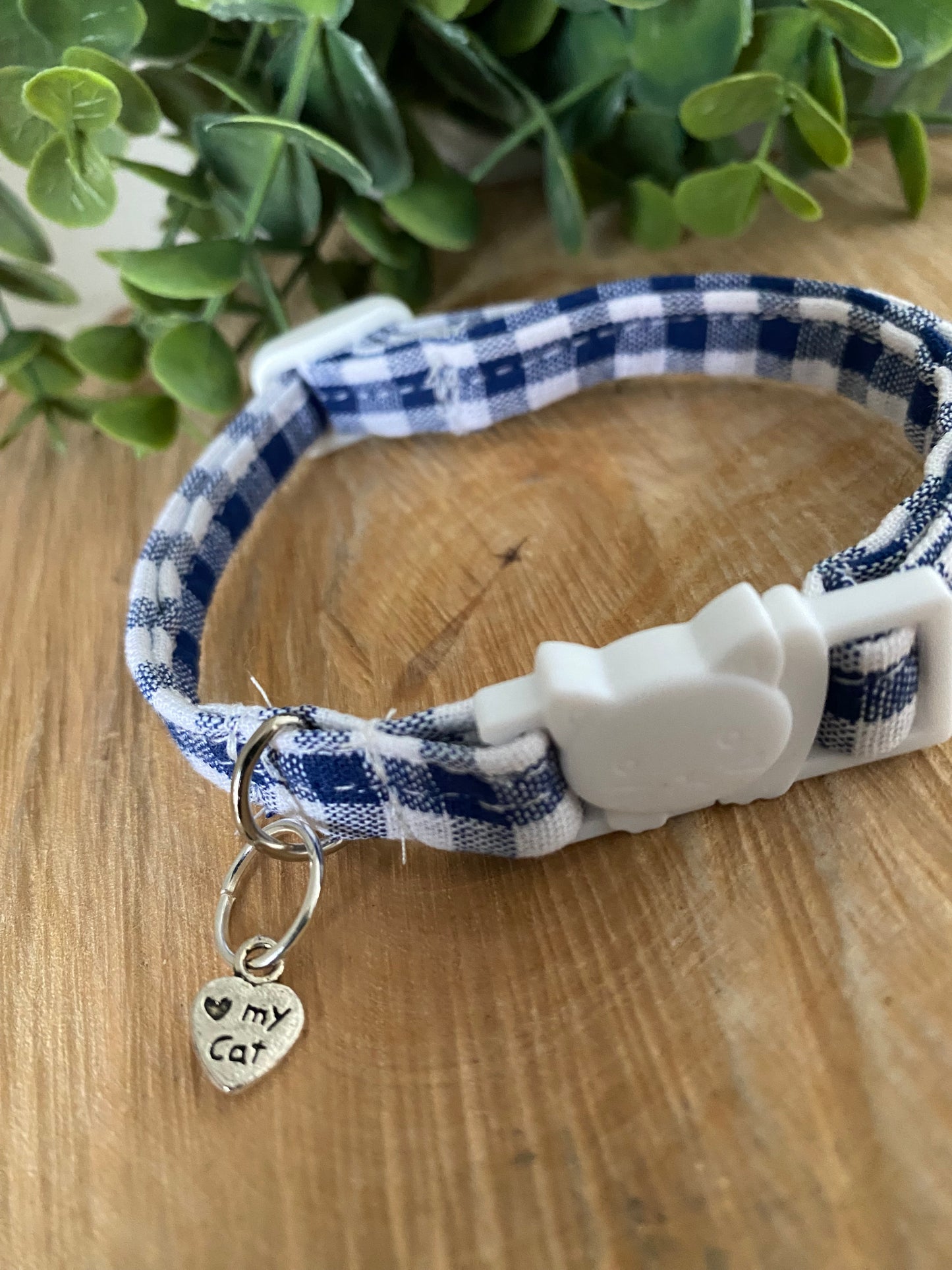 Collier Anti Etranglement Fait Main avec Bandana Assorti - vichy bleu
