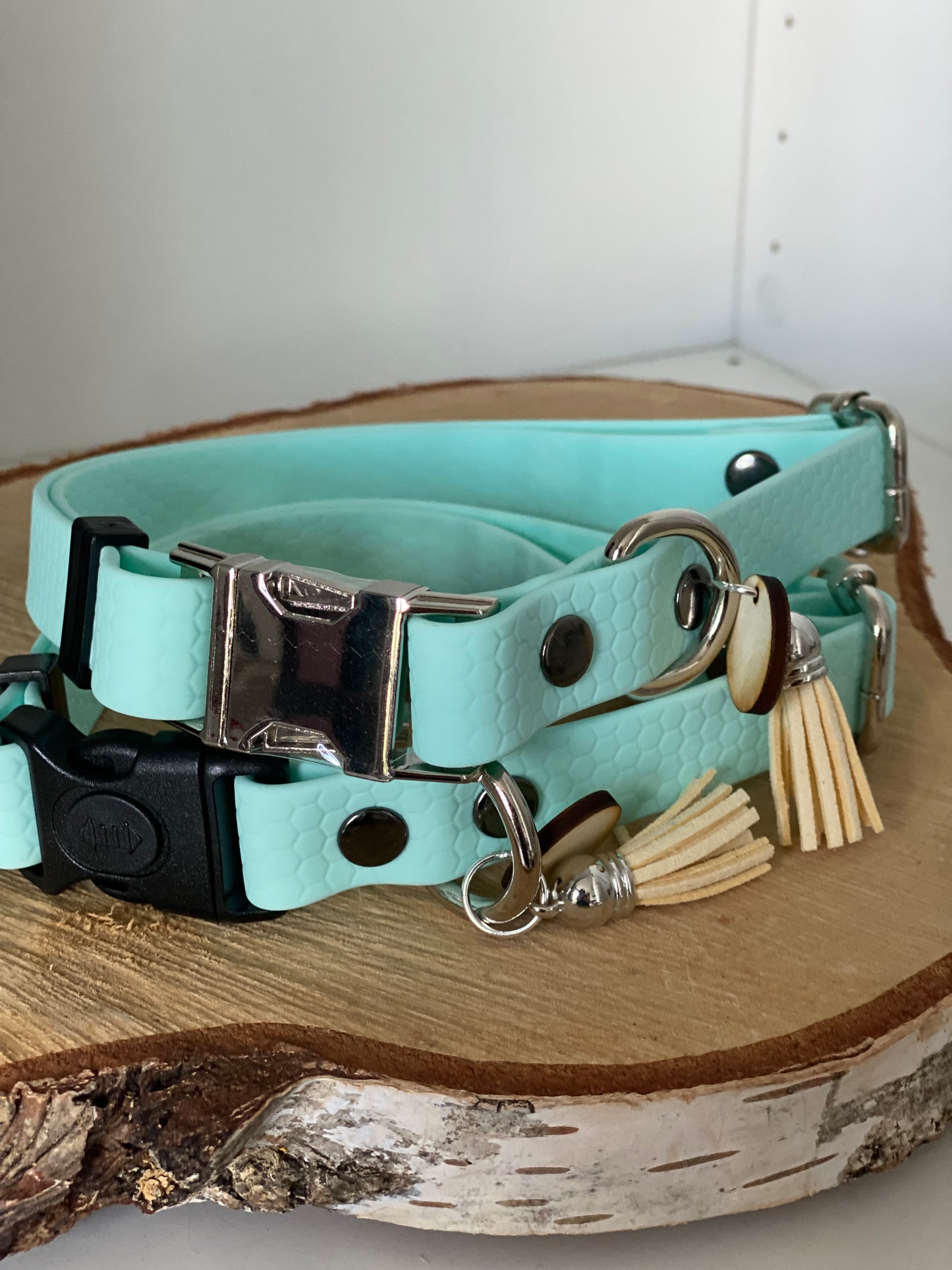 Colliers Réglables pour Chiens – sangle hexa bleu ciel