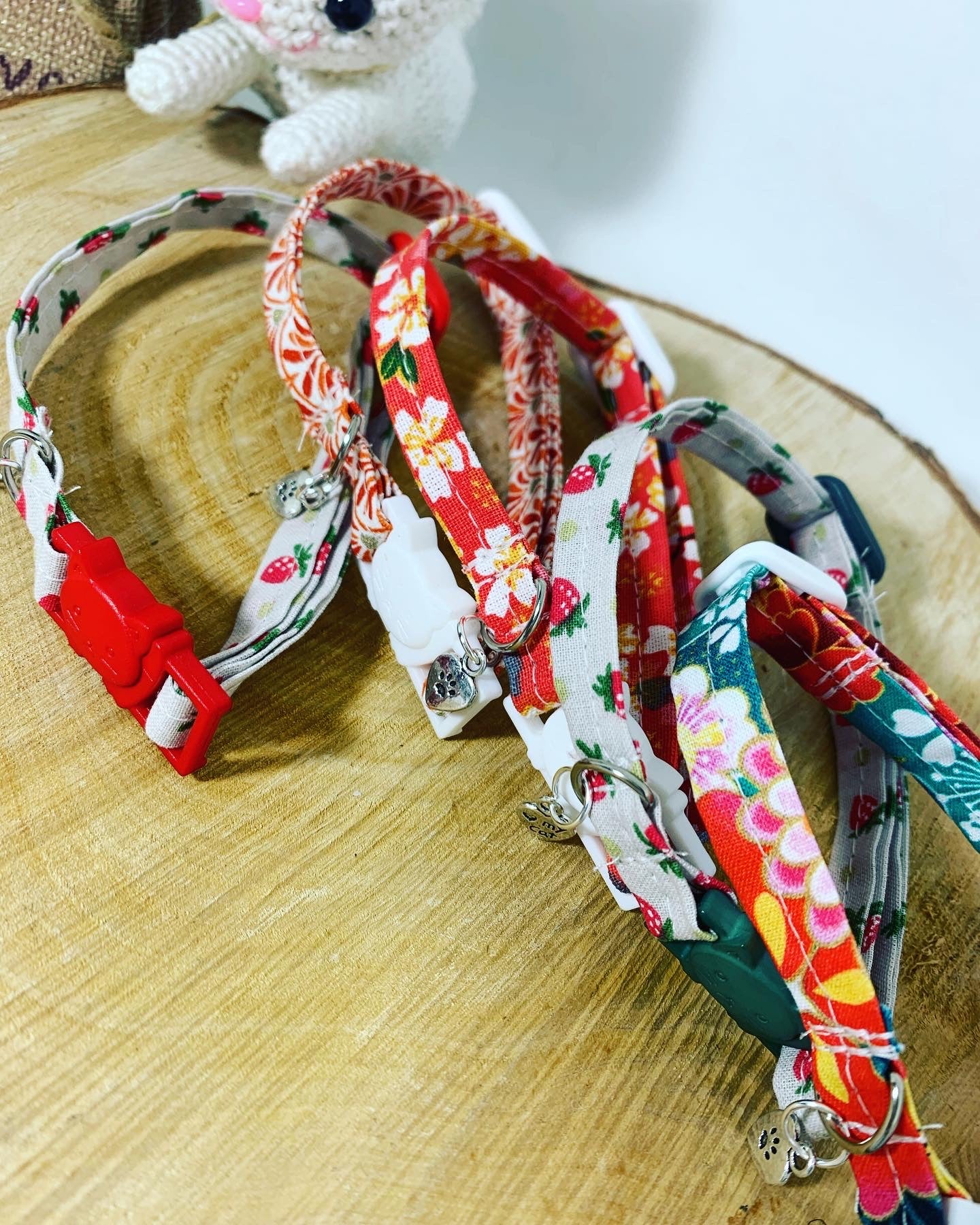 Collier chat anti étranglement tissu au choix
