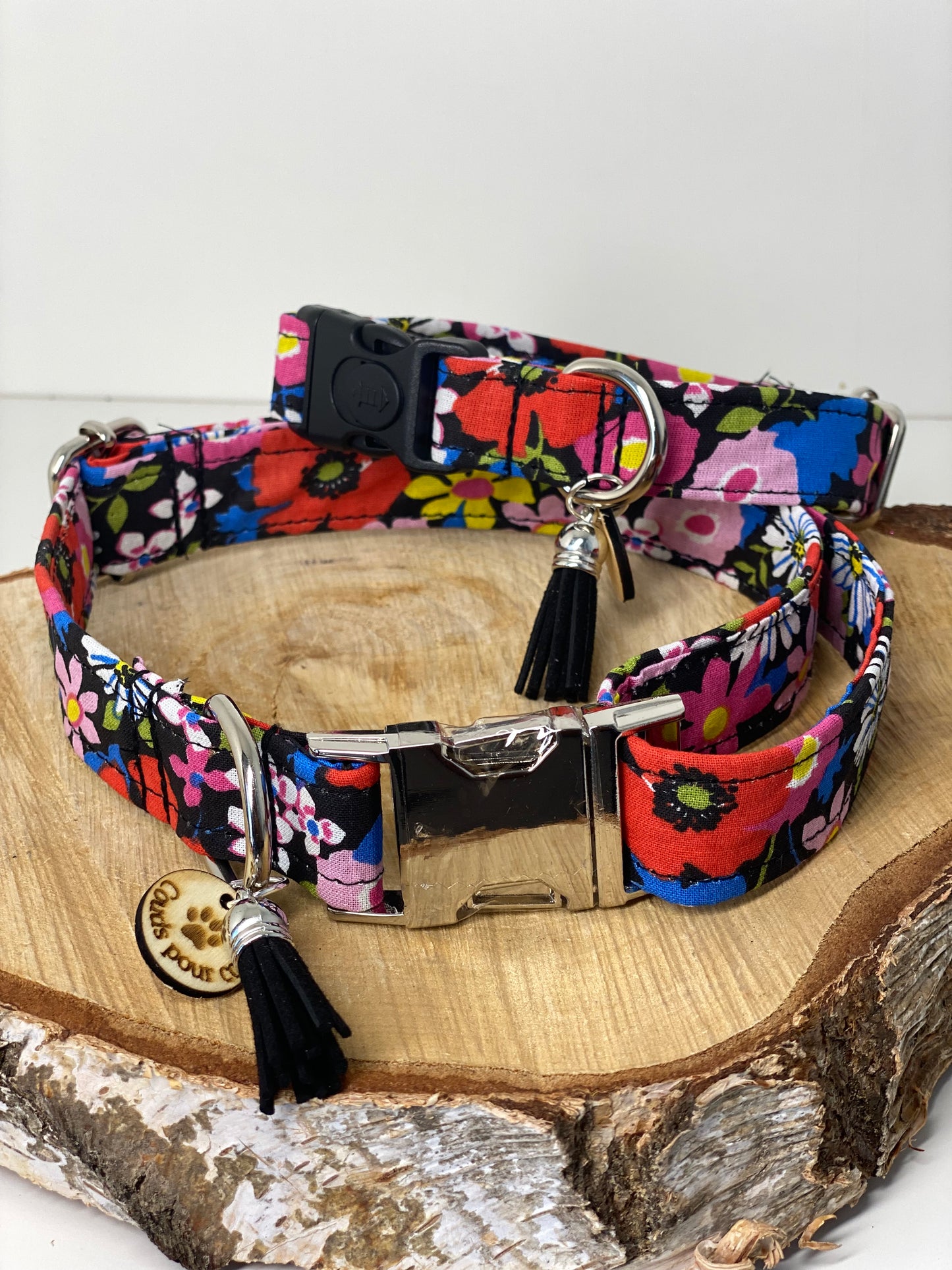 Collier en tissu et sangle pour chien – Réglable et personnalisable collection Mia