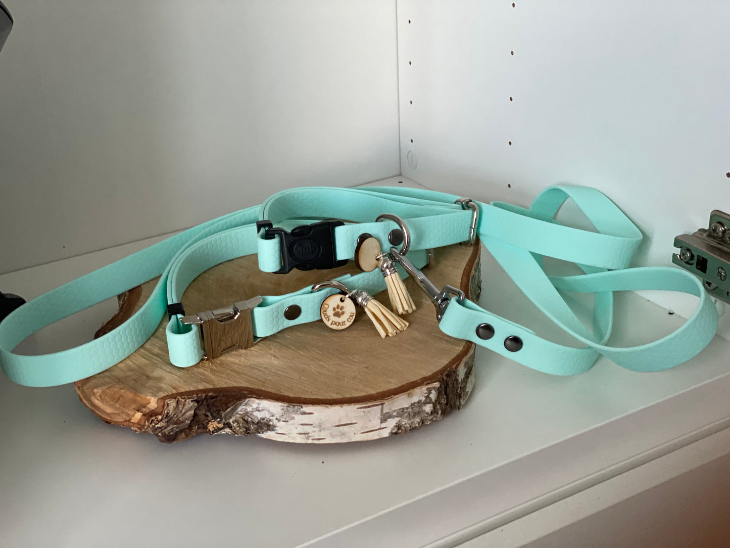 Colliers Réglables pour Chiens – sangle hexa bleu ciel