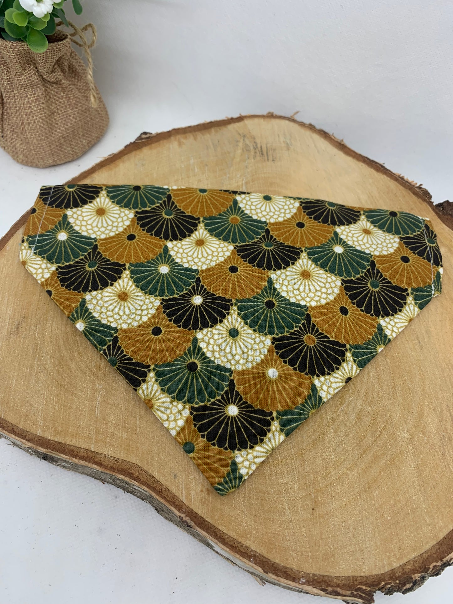 Le Bandana Parfait pour Votre Chien collection éventail vert et moutarde
