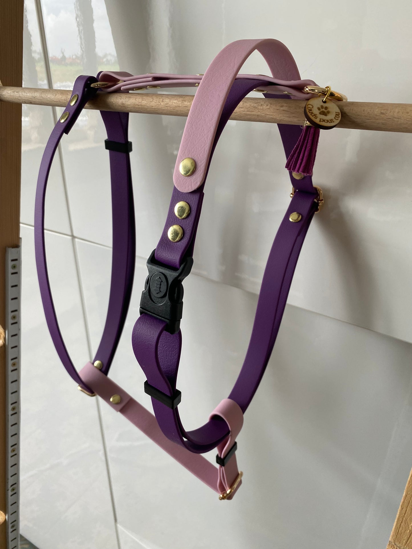 Harnais en H ajustable et imperméable pour chien - violet parme