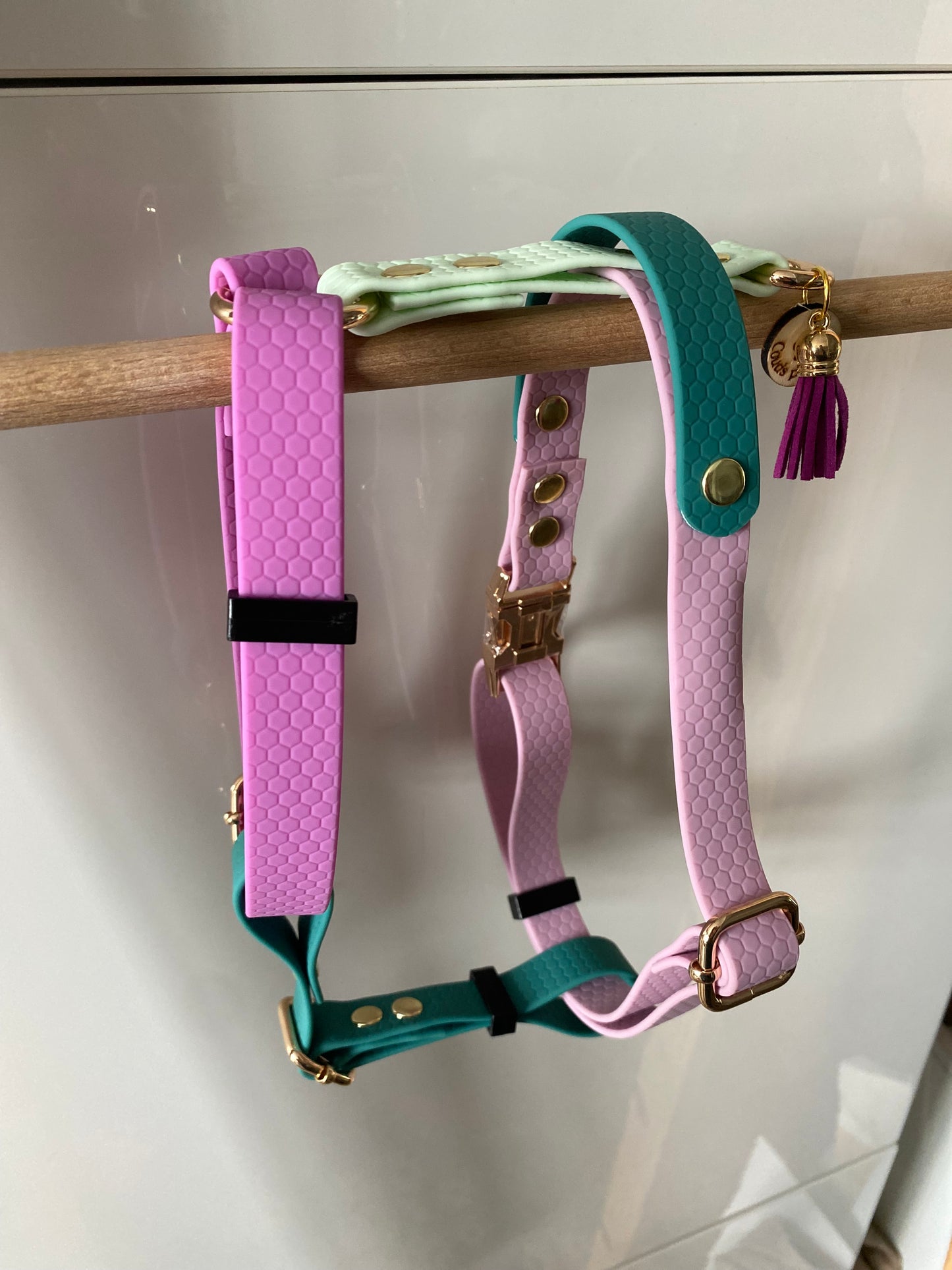 Harnais en H ajustable et imperméable pour chien - multi couleurs pastels
