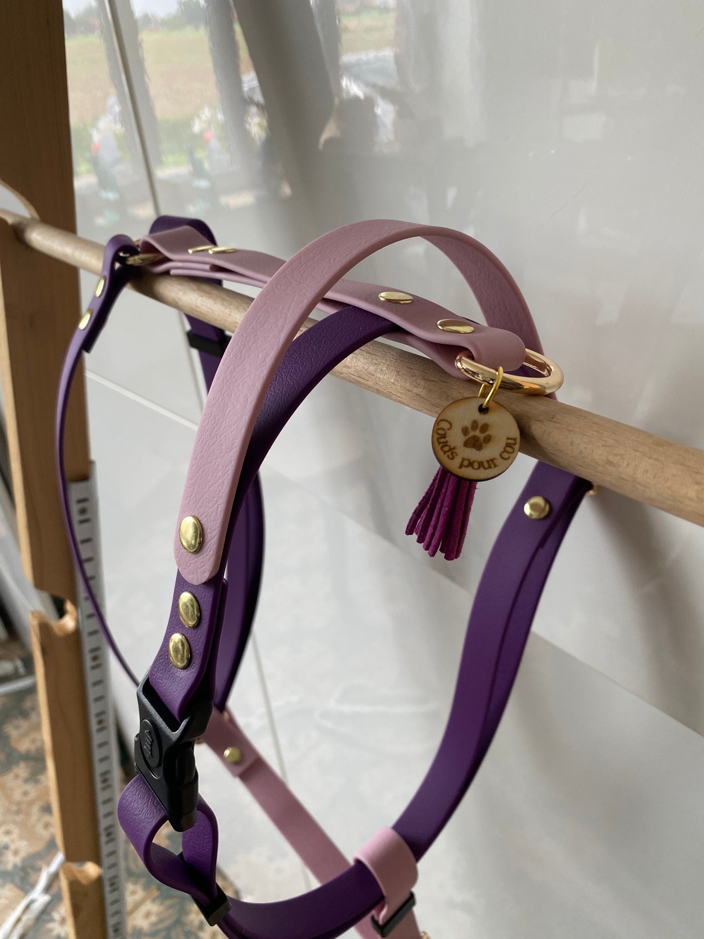 Harnais en H ajustable et imperméable pour chien - violet parme