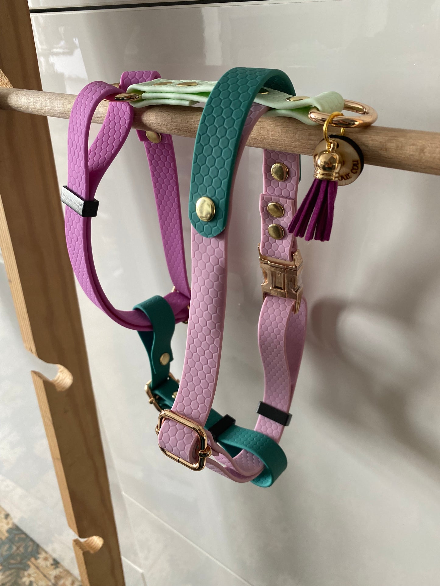 Harnais en H ajustable et imperméable pour chien - multi couleurs pastels