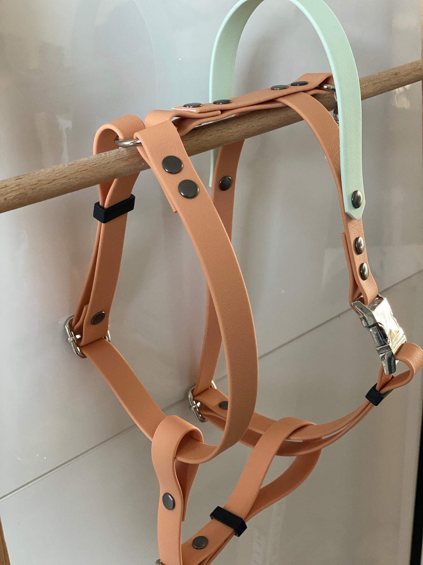 Harnais en H ajustable et imperméable pour chien - pêche poignee verte claire