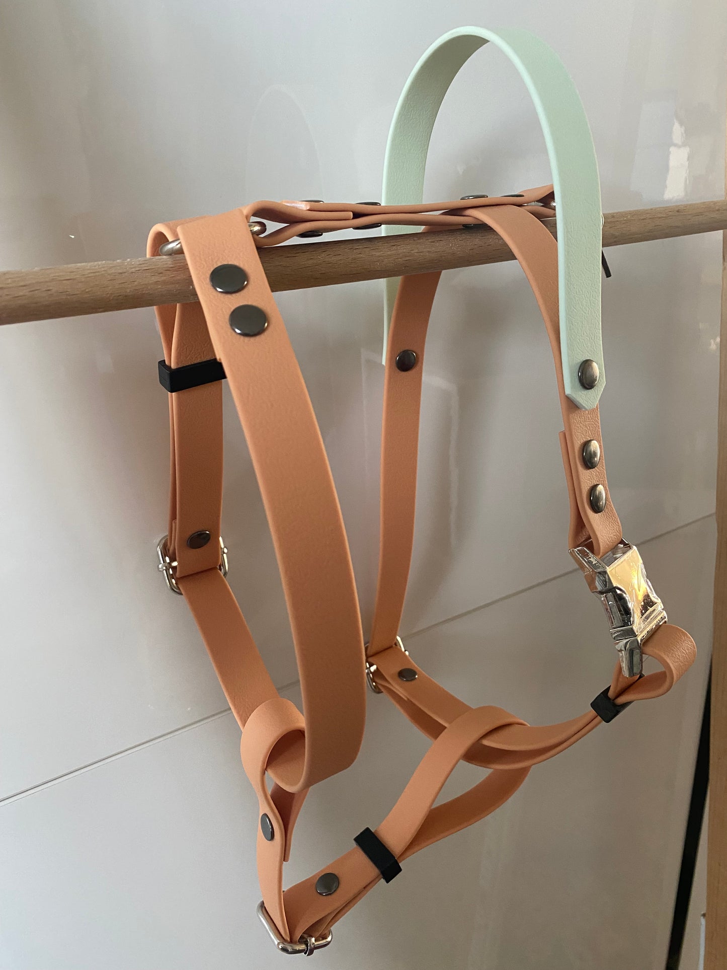 Harnais en H ajustable et imperméable pour chien - pêche poignee verte claire