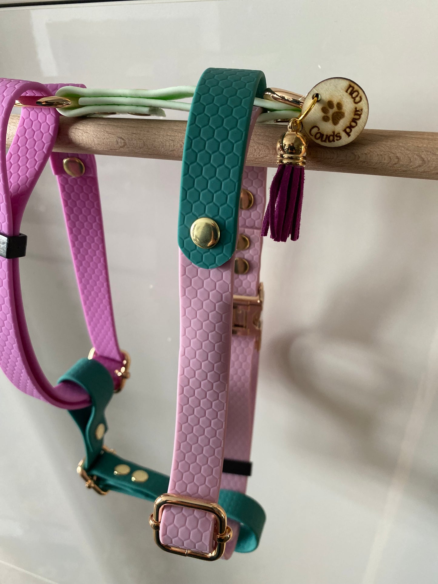 Harnais en H ajustable et imperméable pour chien - multi couleurs pastels