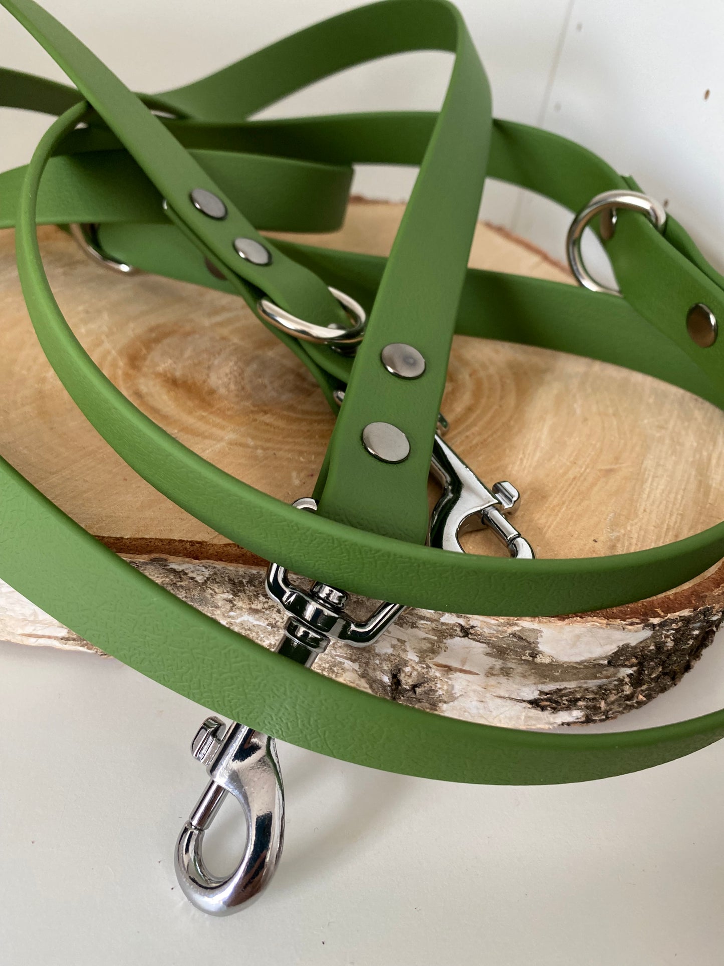 Laisse 3 positions unie olive