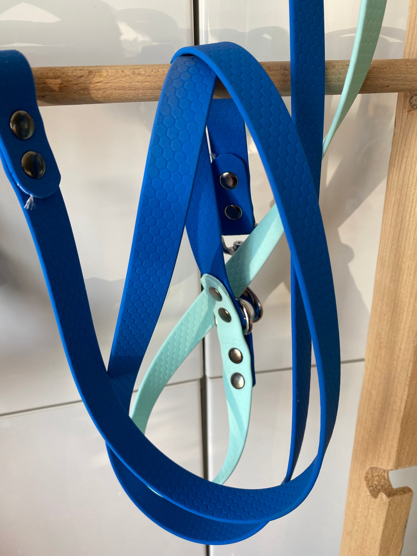 Laisse 3 positions bleu ciel - électrique