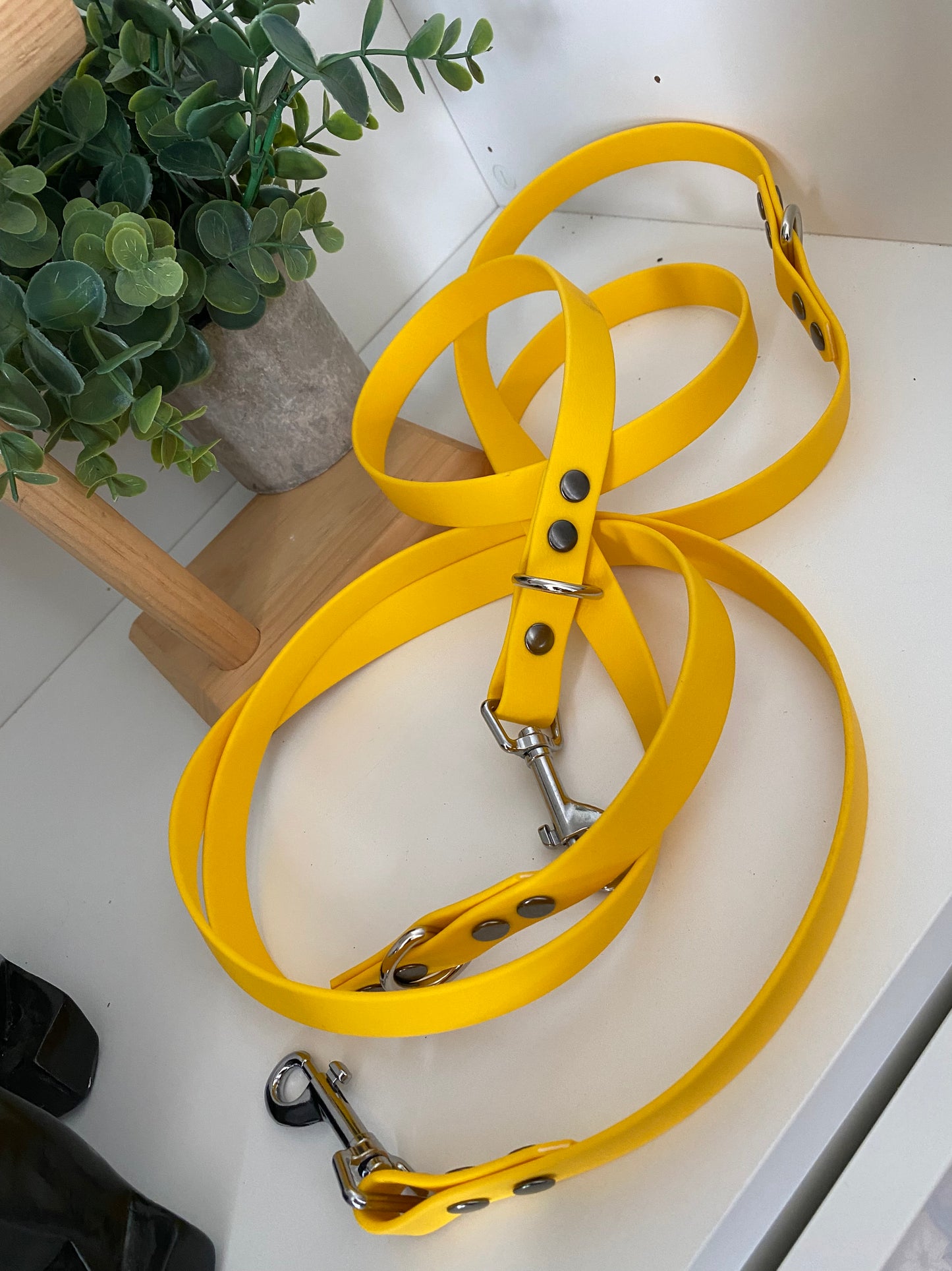 Laisse 3 positions unie couleur jaune
