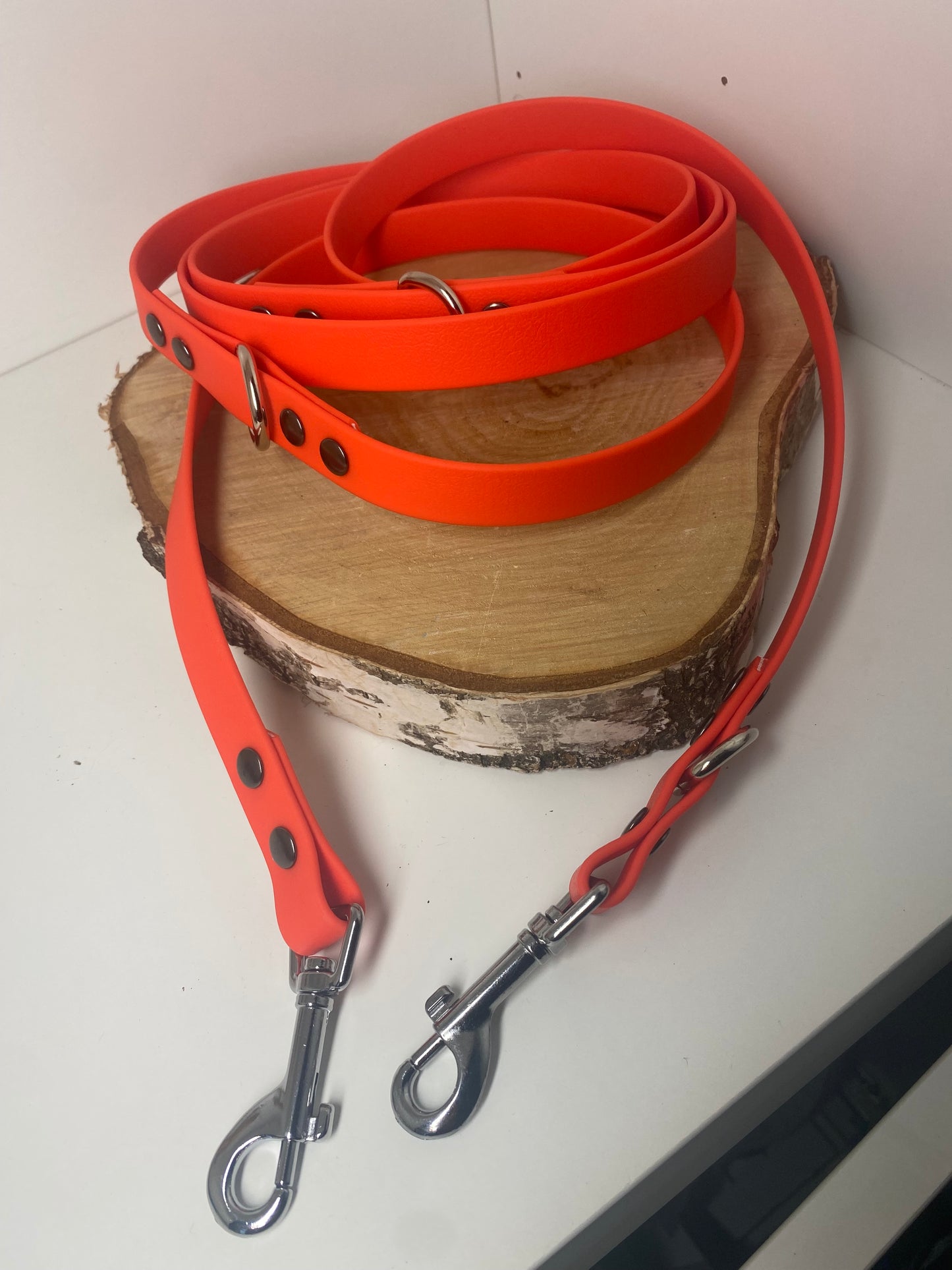 Laisse 3 positions unie couleur orange