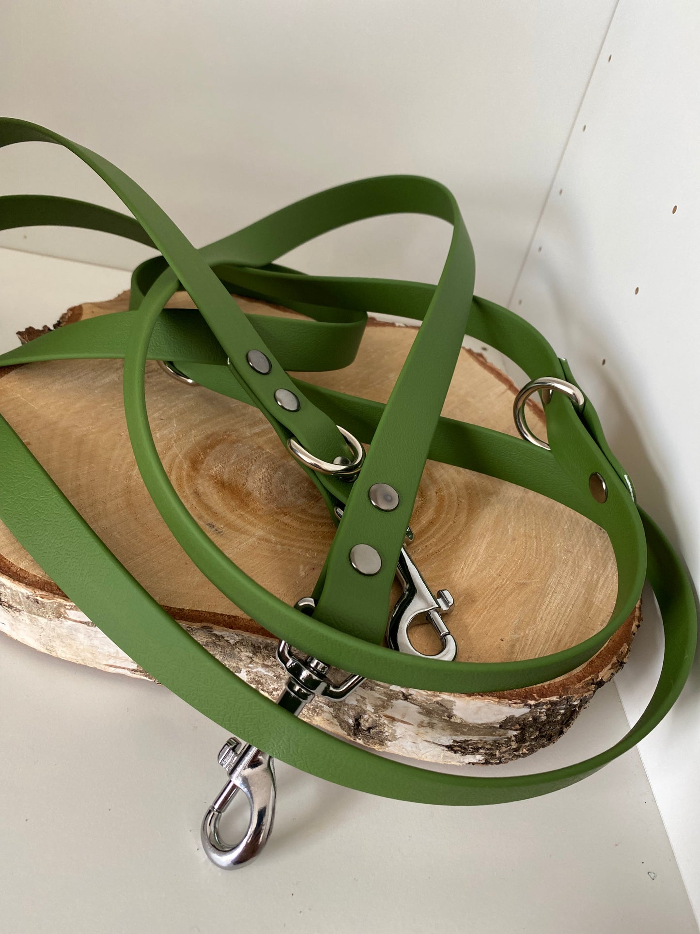 Laisse 3 positions unie olive