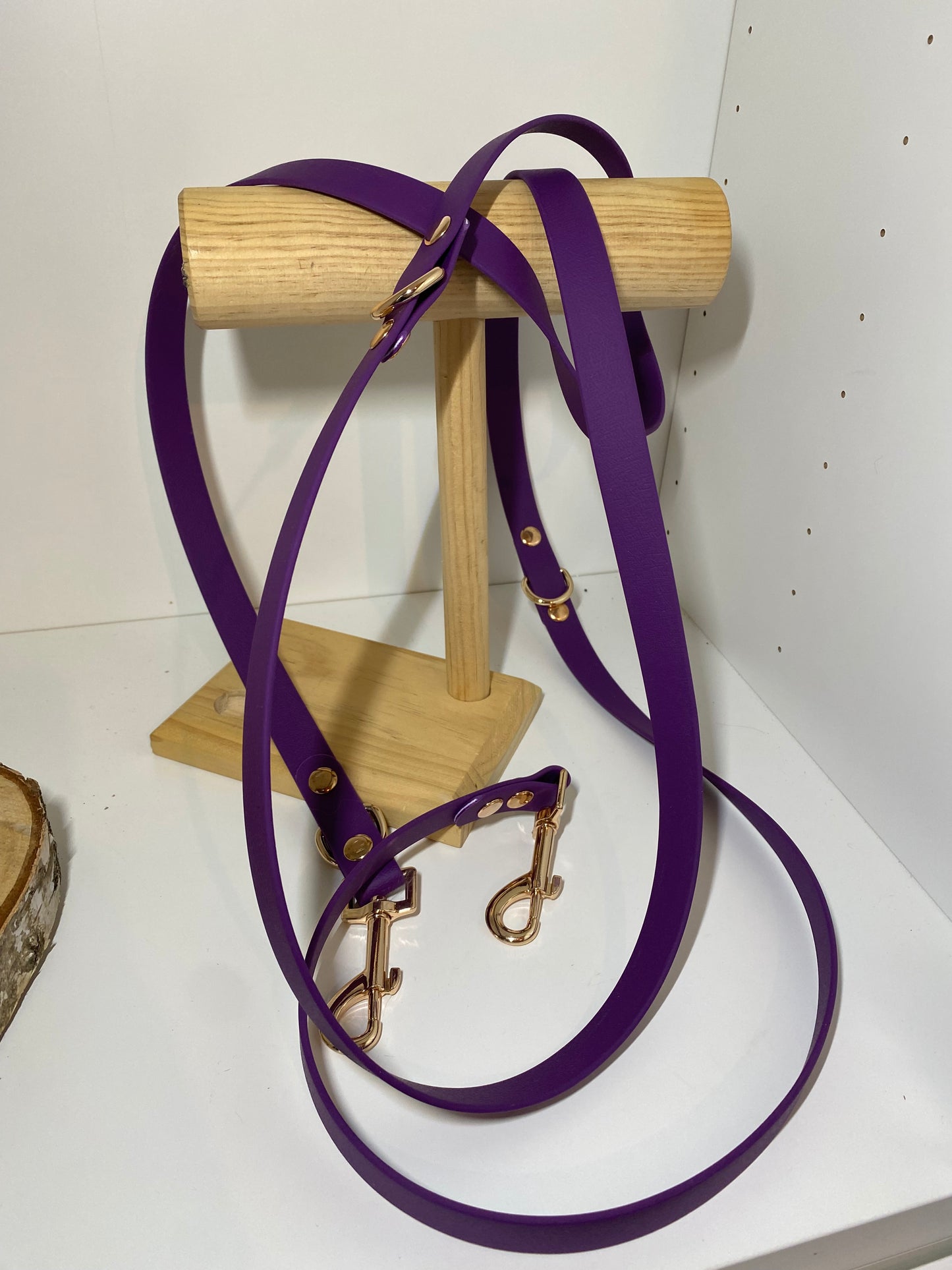 Laisse 3 positions unie violet