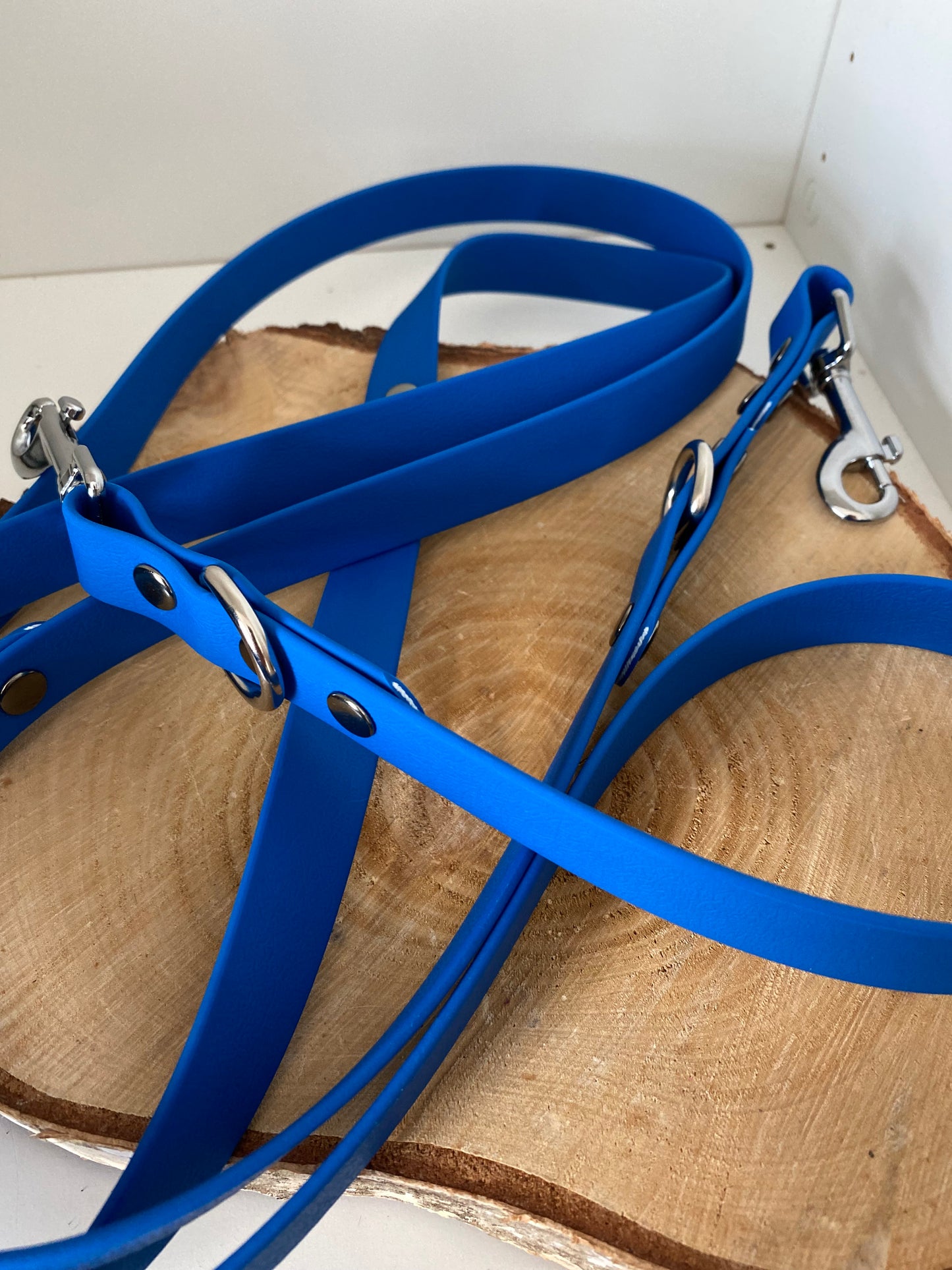 Laisse 3 positions unie Bleu électrique
