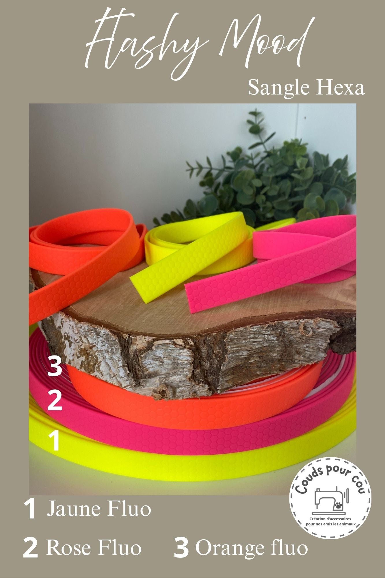 Colliers Réglables pour Chiens – sangle hexa couleur au choix