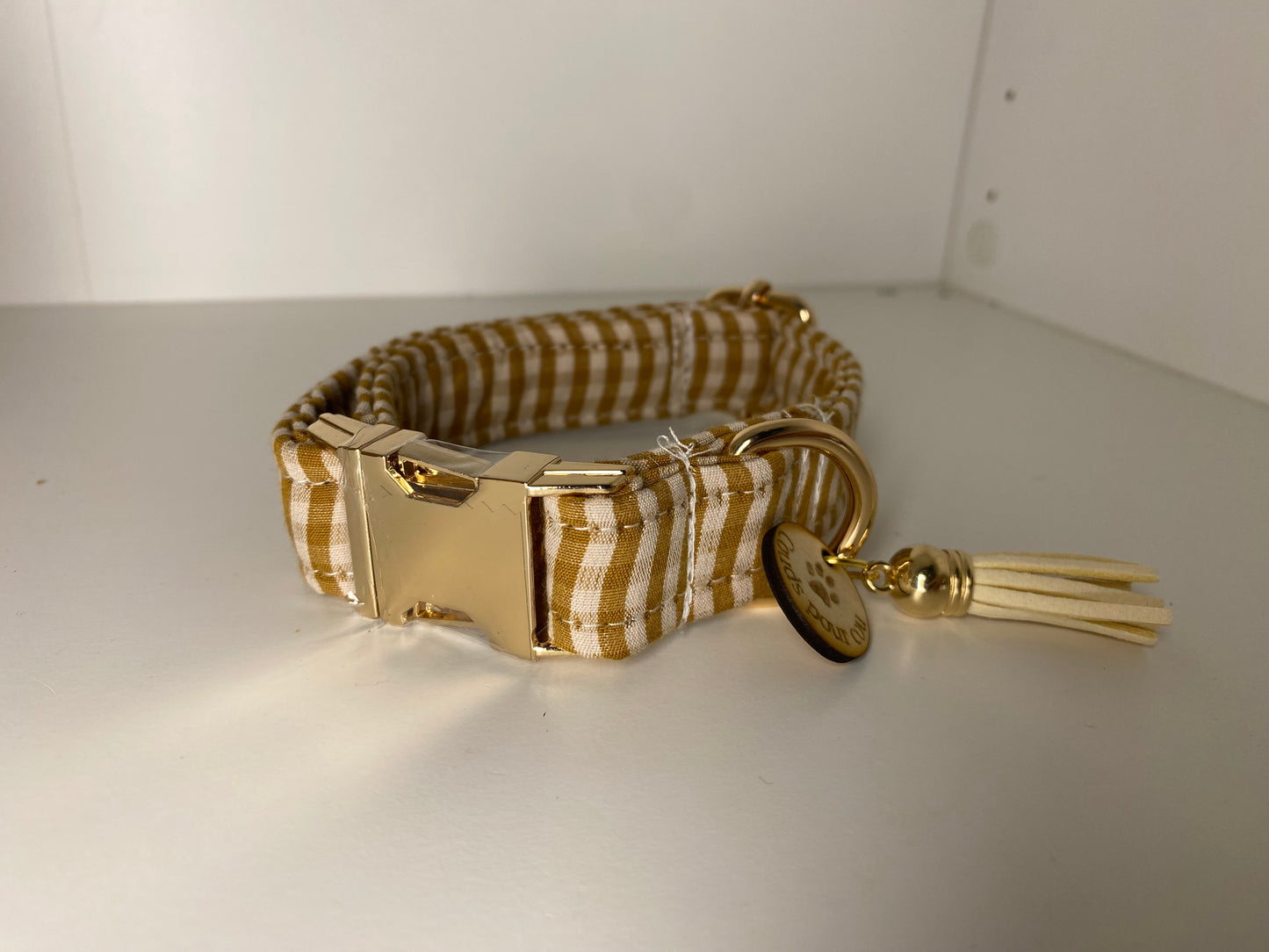 Collier réglable vichy camel