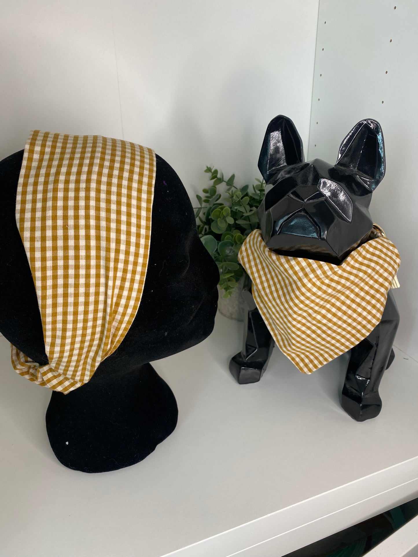 Bandeau assorti – Matchy Matchy humain & chien ou chat vichy camel