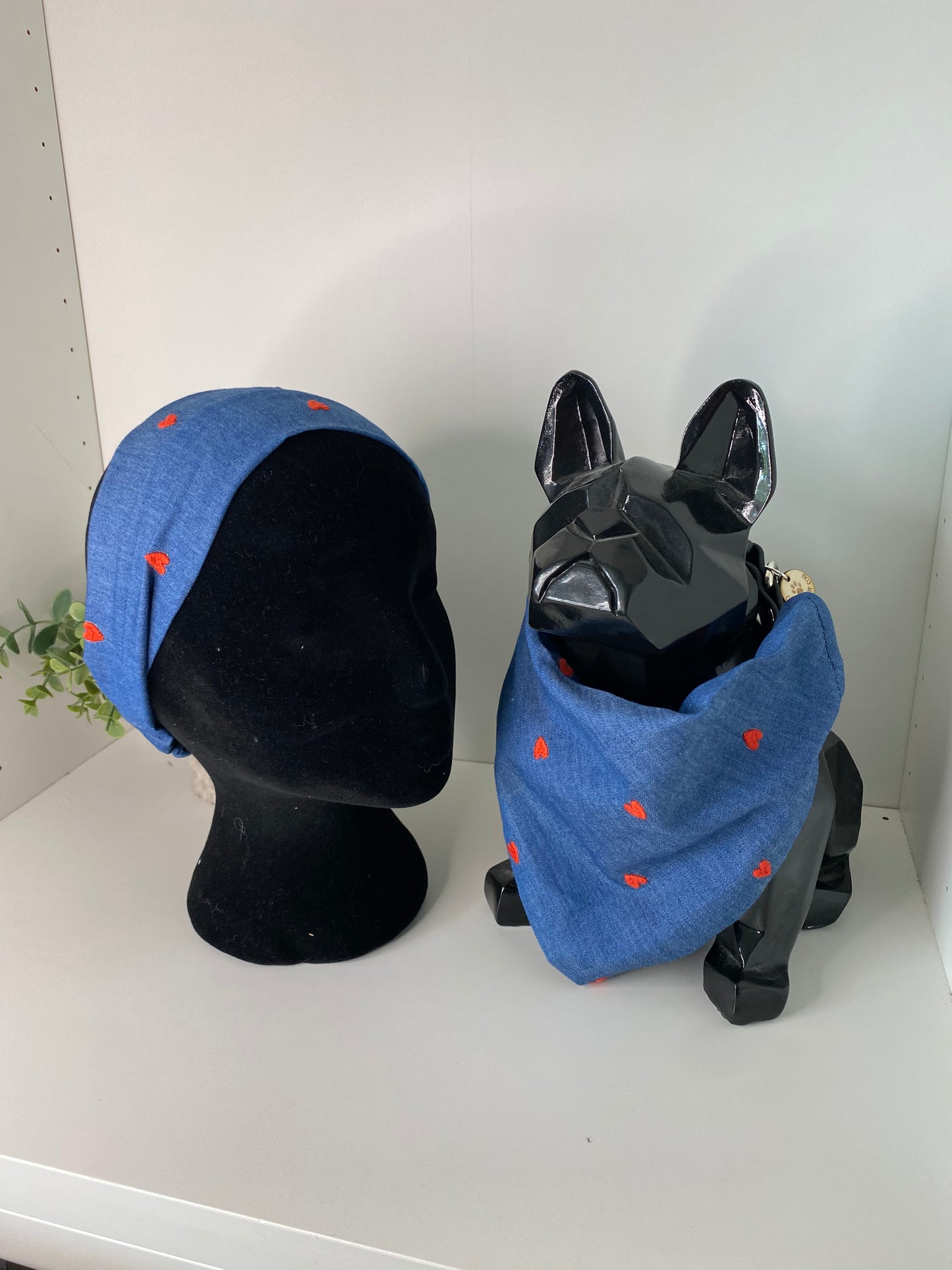 Bandeau assorti – Matchy Matchy humain & chien ou chat jean coeur rouge