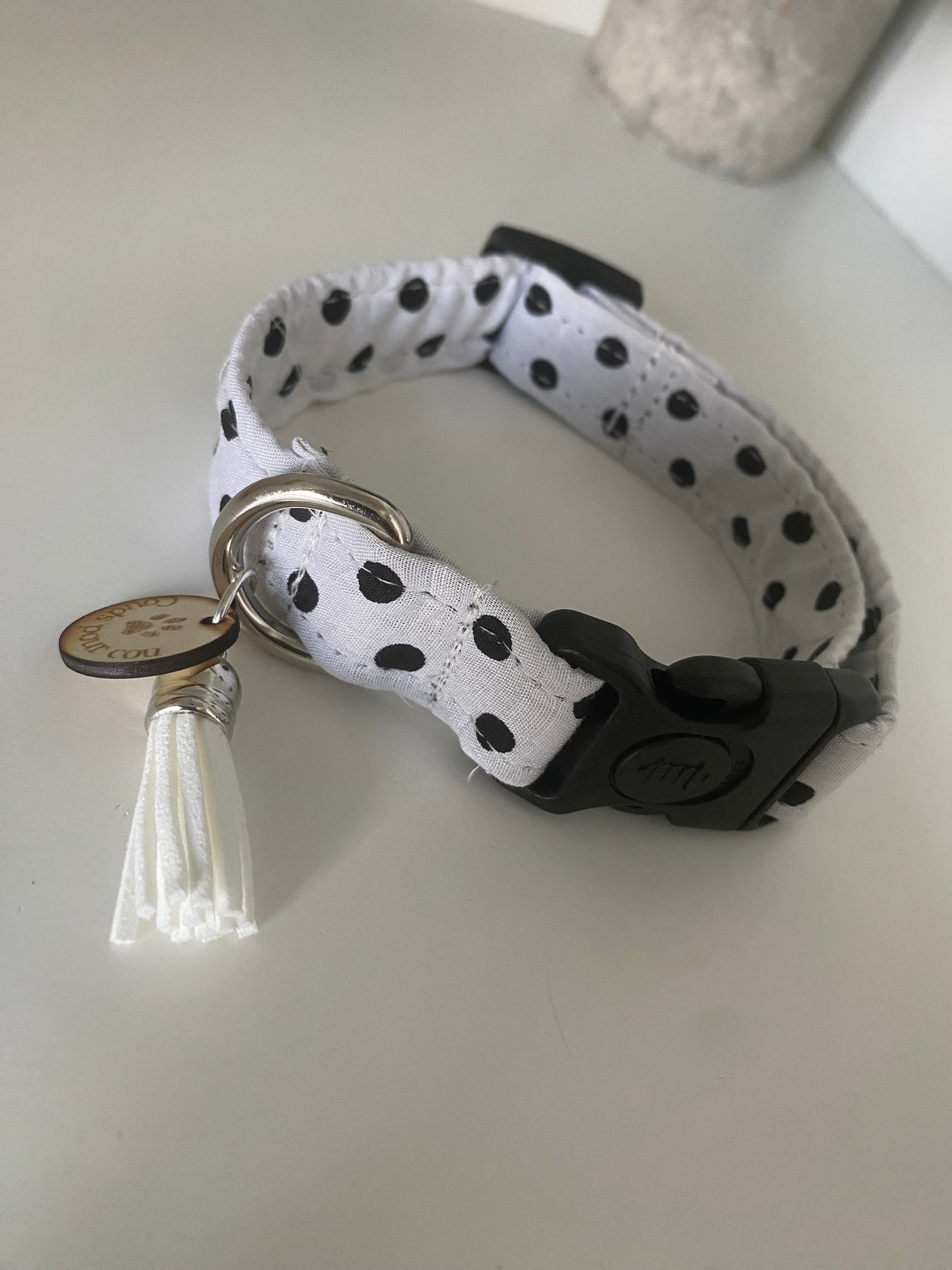 Collier pour chien en tissu “pois »