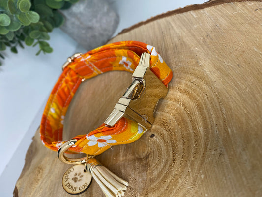 Collier pour chien en tissu – fleurs années 70