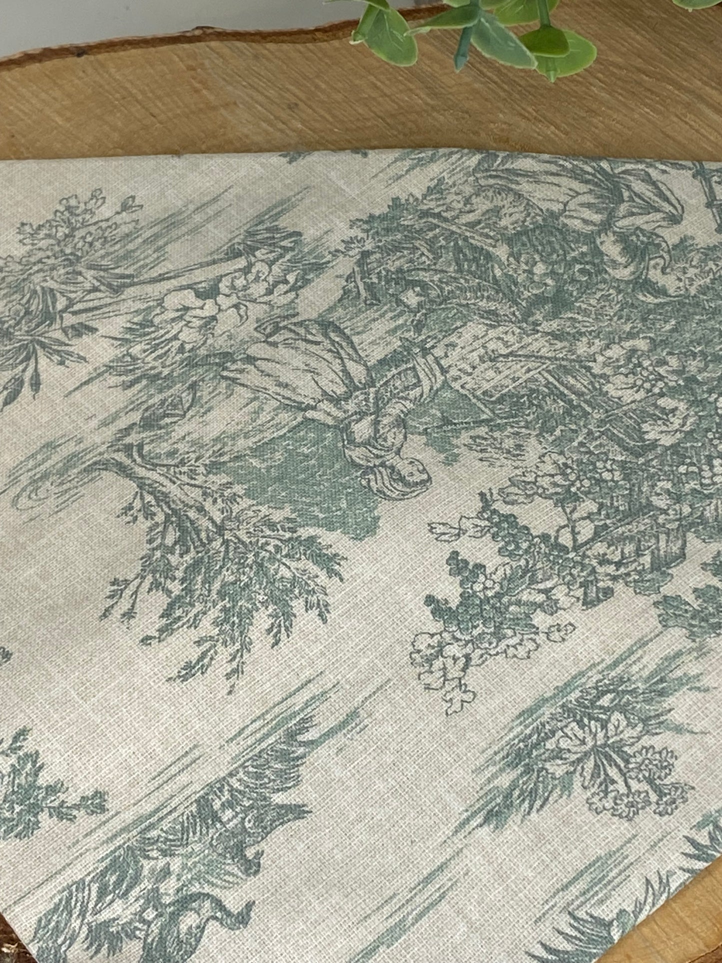 Bandana pour chien en tissu – Motif jouy vert