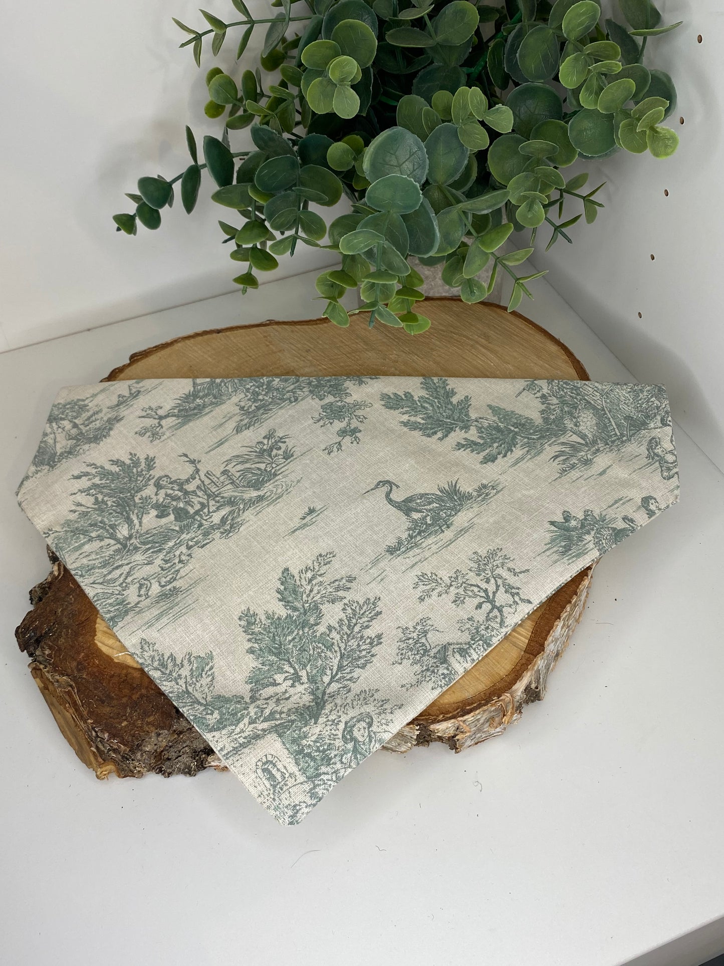 Bandana pour chien en tissu – Motif jouy vert