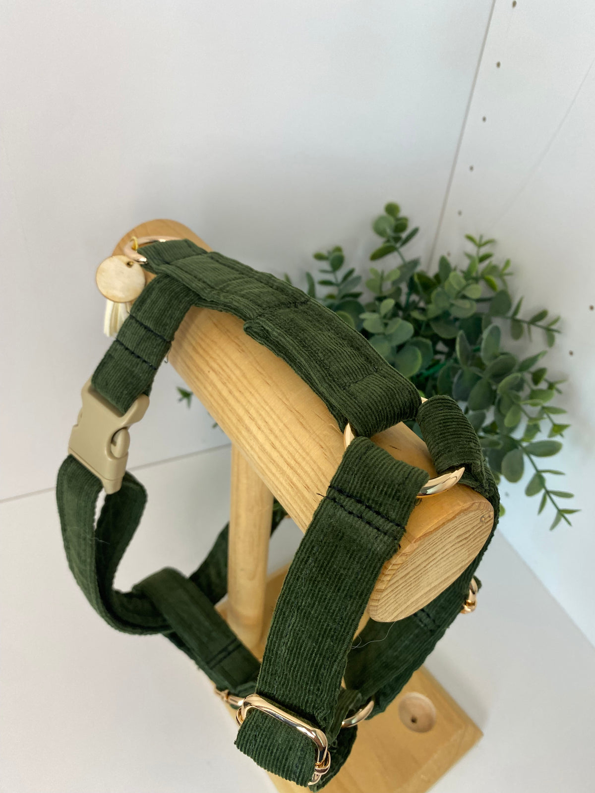 Harnais en H réglable collection velours vert anglais