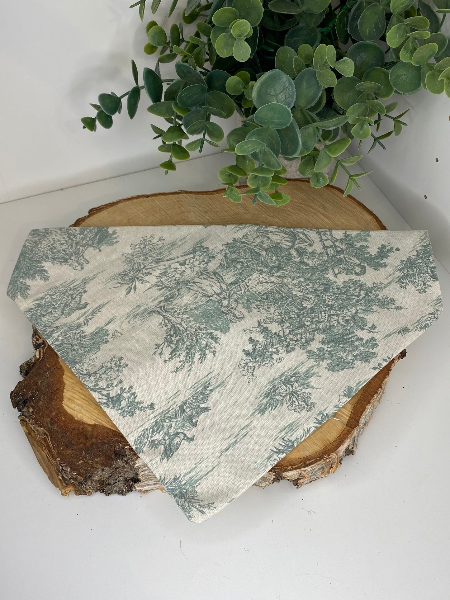 Bandana pour chien en tissu – Motif jouy vert