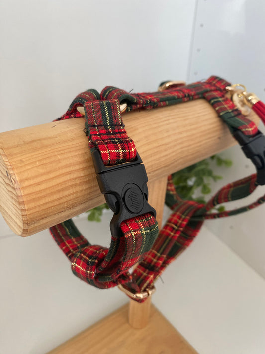 Harnais H 2 clips pour chat ou petits chiens ecossais