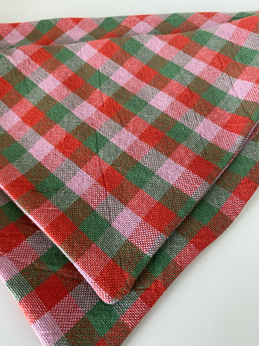 Bandana carreaux rose vert